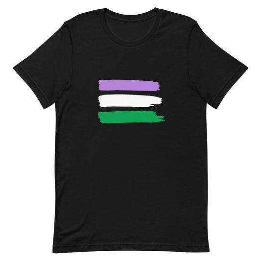 Genderqueer Pride Shirt - Paint Stripe Black Genderqueer unisex-staple-t-shirt-black-front-63ec39a065806