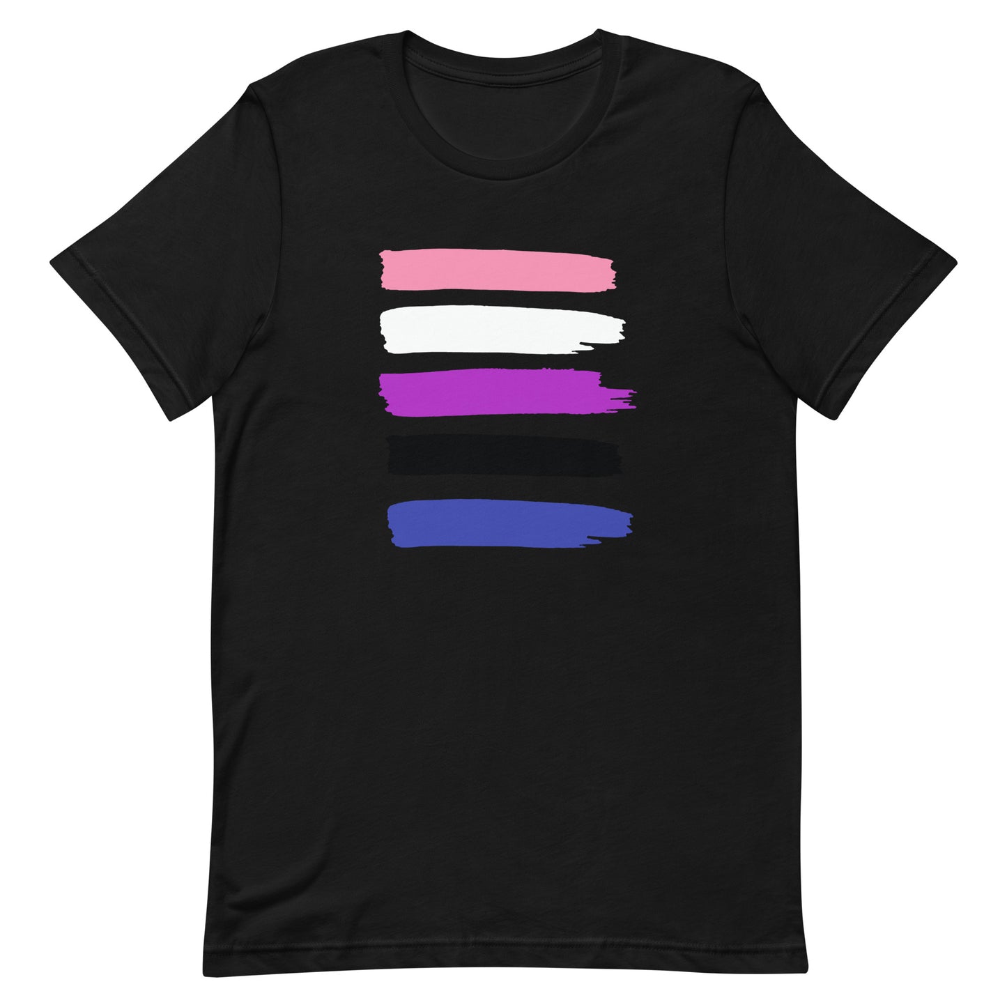 Genderfluid Pride Shirt - Paint Stripe Black Genderfluid unisex-staple-t-shirt-black-front-63ec3b52e6dd1