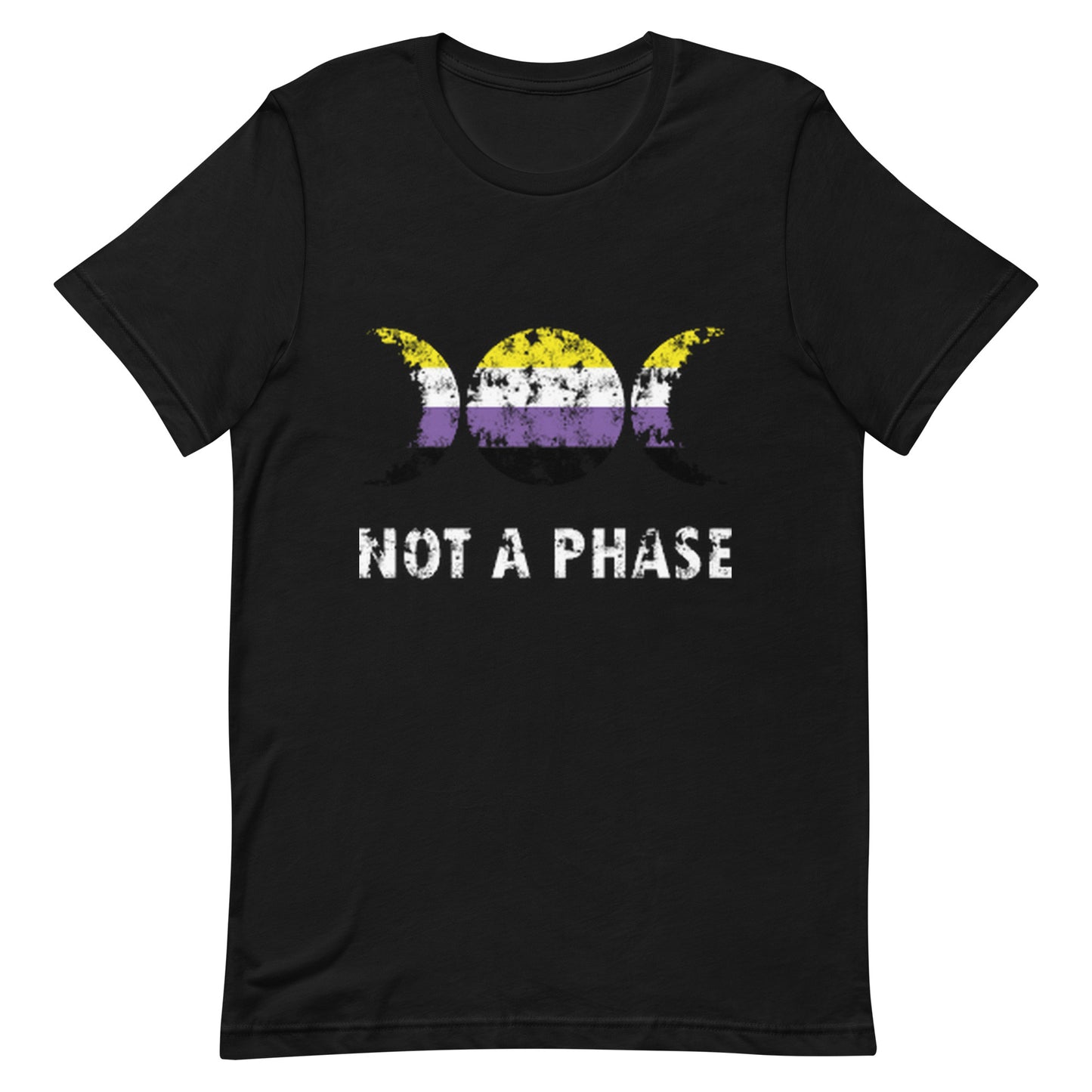 Nonbinary Enby Pride T-Shirt - Not A Phase Black Nonbinary unisex-staple-t-shirt-black-front-63fa80fed0835