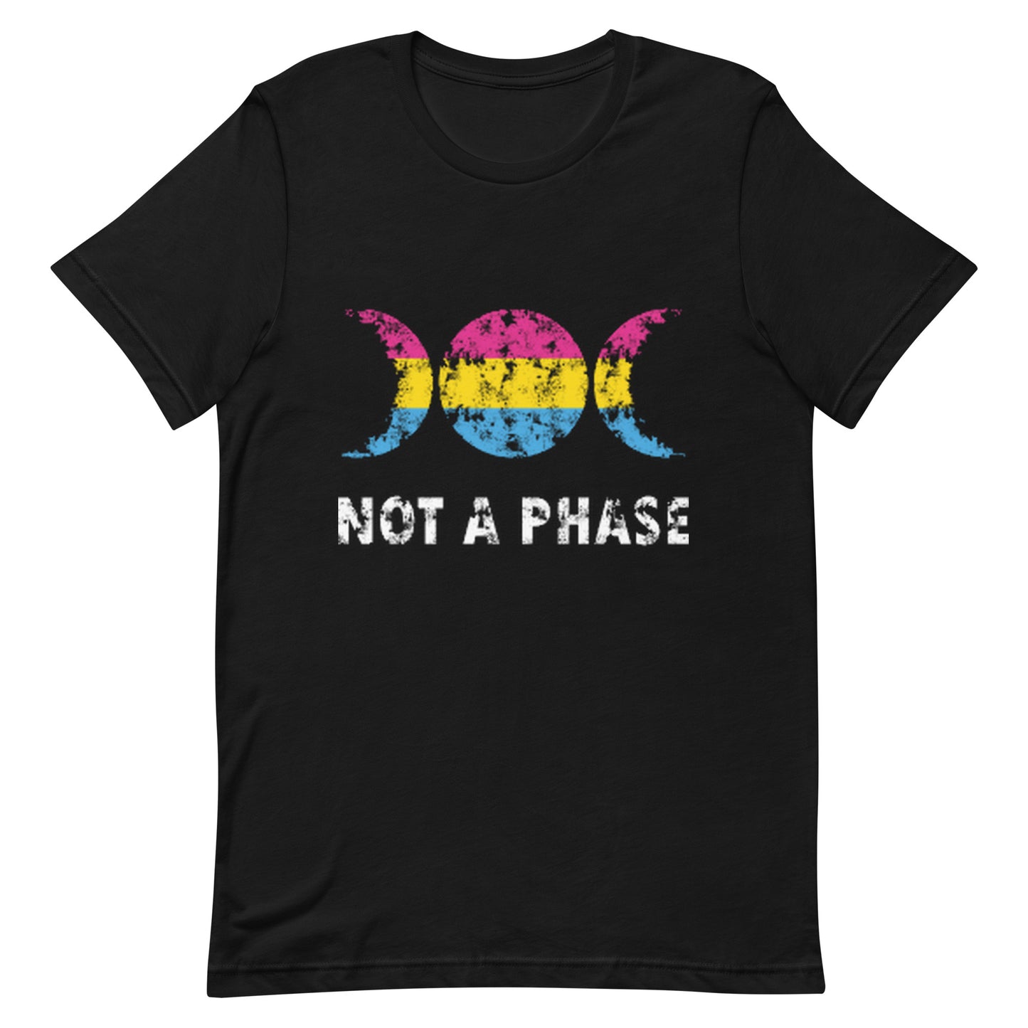 Pansexual Pan Pride T-Shirt - Not A Phase Black Pansexual unisex-staple-t-shirt-black-front-63fa81e635974