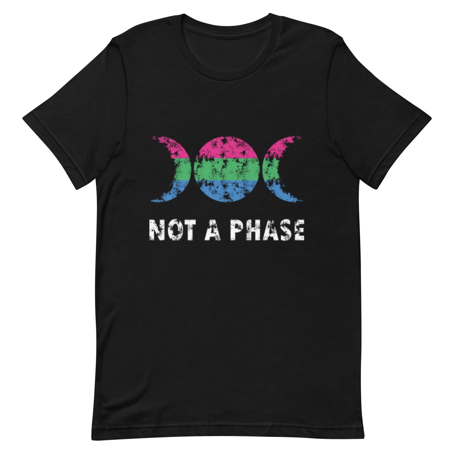 Polysexual Poly Pride T-Shirt - Not A Phase Black Polysexual unisex-staple-t-shirt-black-front-63fa828d5acd7