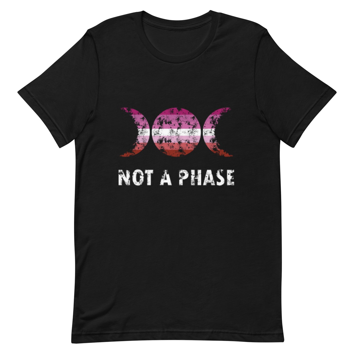 Lesbian Pride T-Shirt - Not A Phase Black Lesbian unisex-staple-t-shirt-black-front-63fa835f99506