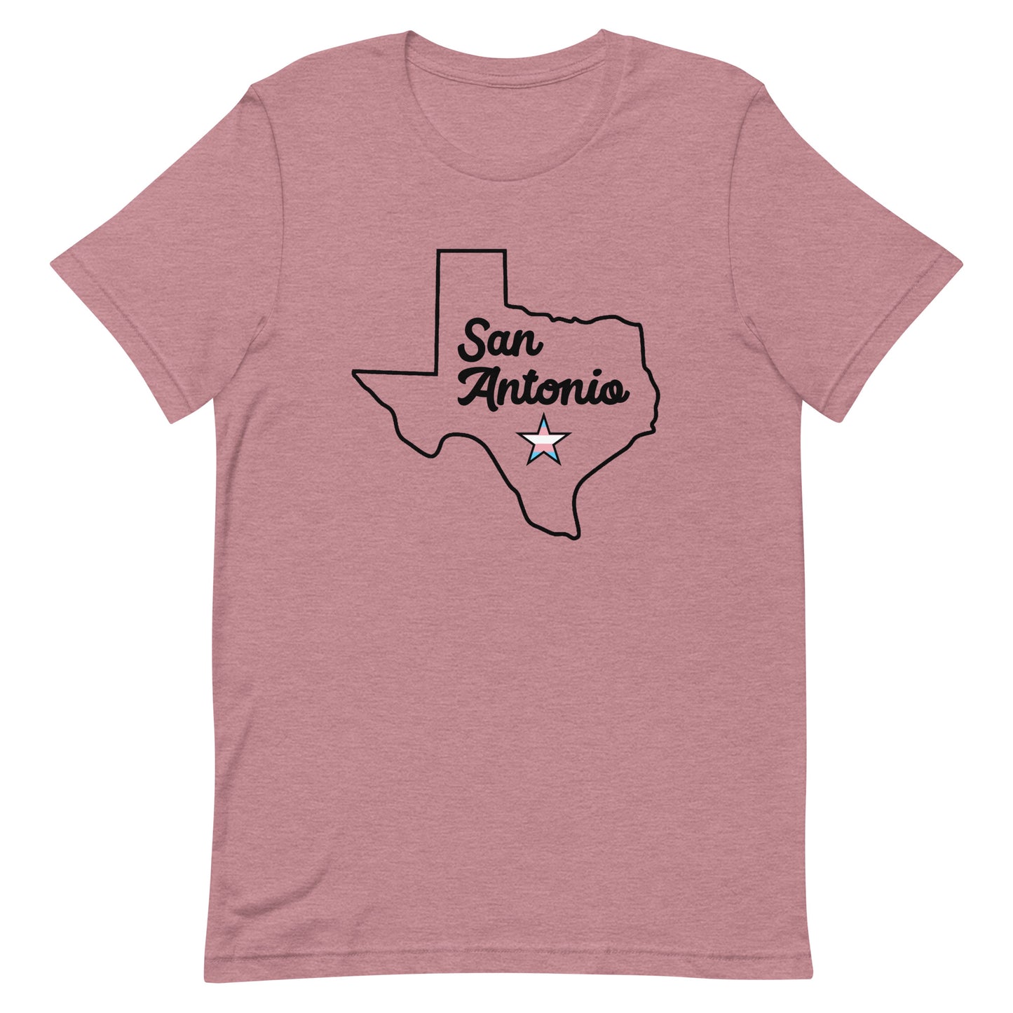 San Antonio Texas Transgender Star Tshirt Mauve Transgender unisex-staple-t-shirt-heather-orchid-front-63b61c2287551