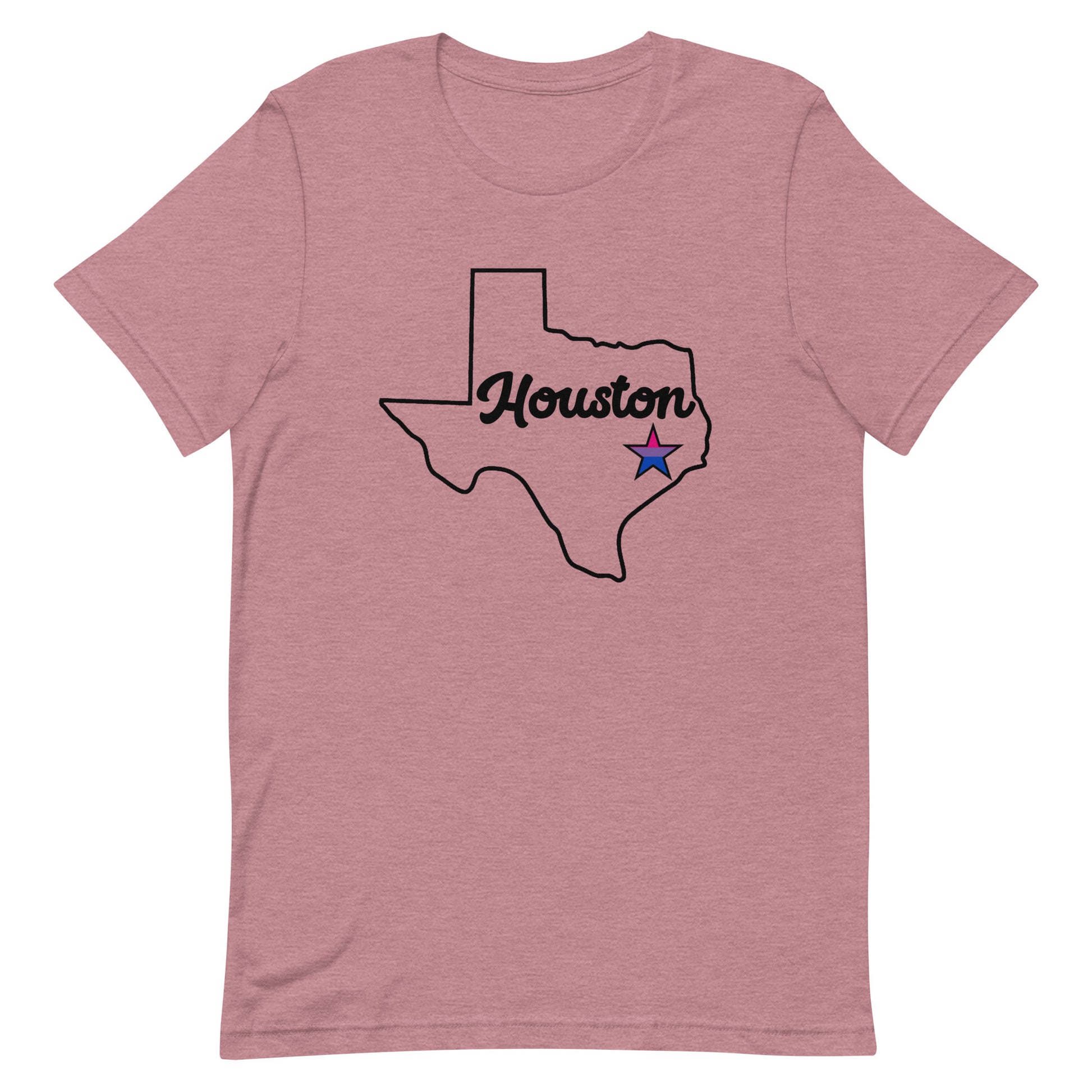 Houston Texas Bisexual Star Tee Mauve Bisexual unisex-staple-t-shirt-heather-orchid-front-63ba184e8575b