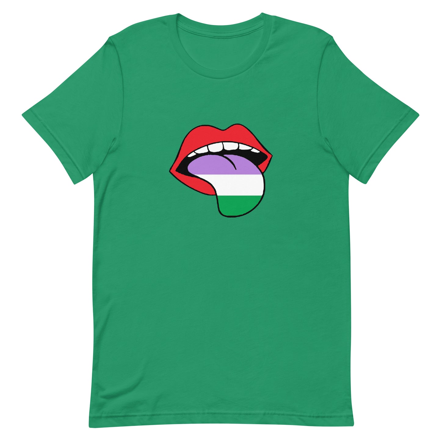 Genderqueer Pride Shirt - Tongue Kelly Genderqueer unisex-staple-t-shirt-kelly-front-63ba1e1e9d78b