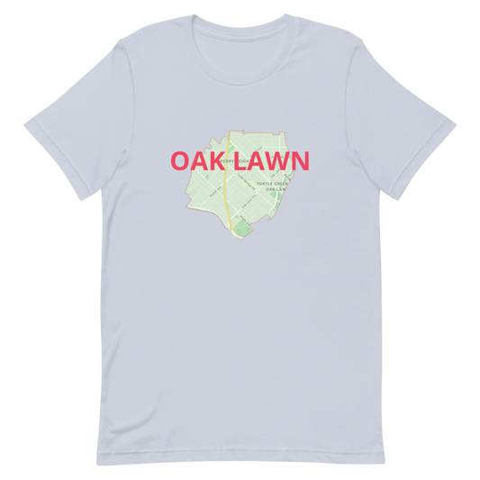 Dallas Texas Oak Lawn Street Map Tee Shirt - Dallas Texas Light Blue unisex-staple-t-shirt-light-blue-front-632a1dabdc29b