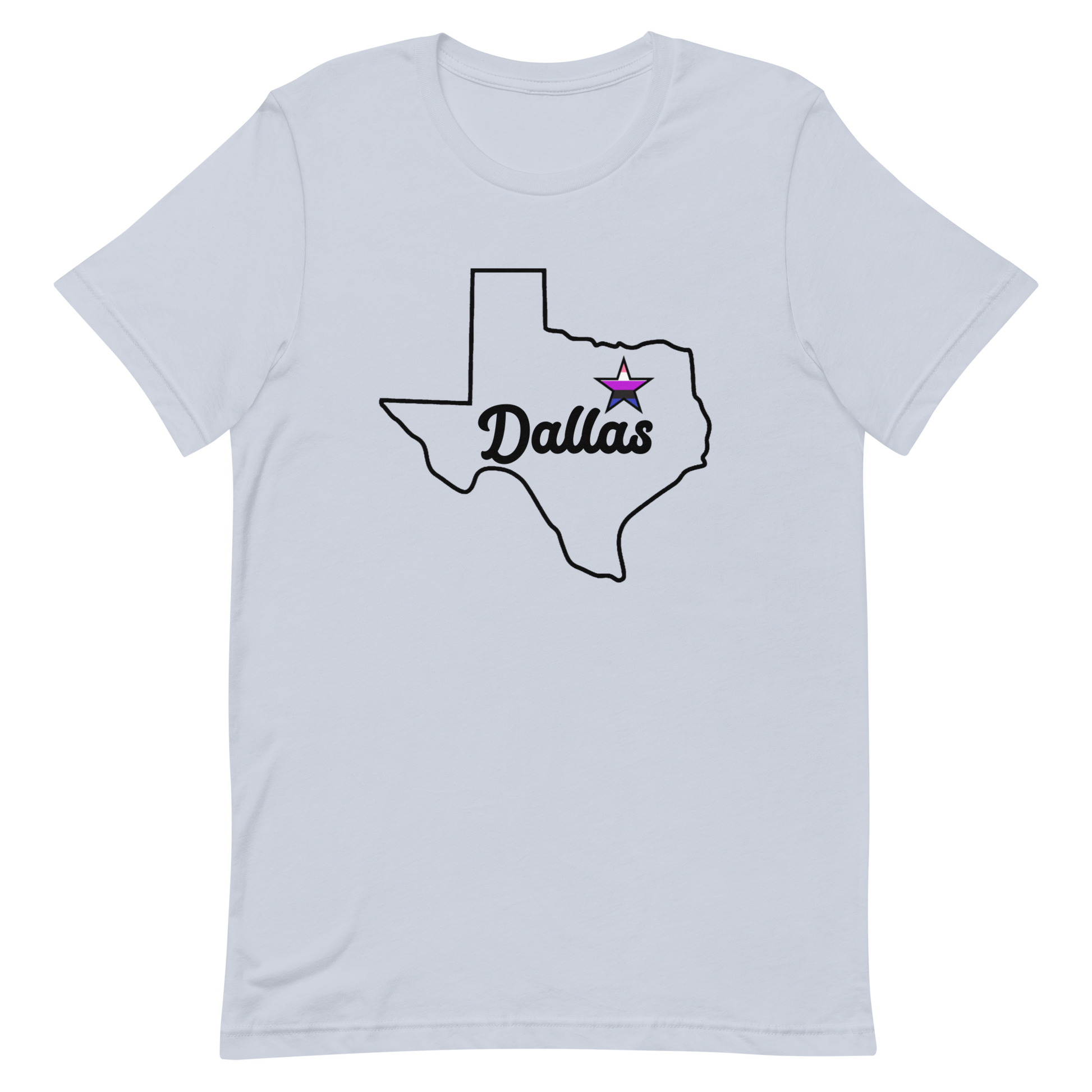 Dallas Texas Genderfluid Star Tee Light Blue Genderfluid unisex-staple-t-shirt-light-blue-front-635b1364c2a4c