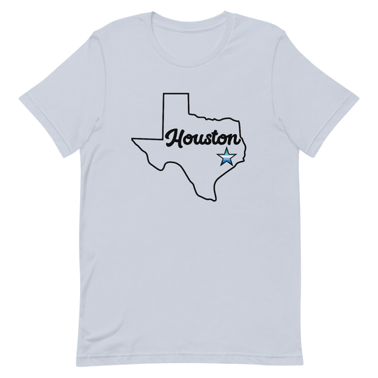 Houston Texas Gay Star Tee Light Blue Gay unisex-staple-t-shirt-light-blue-front-635bfb6500b01