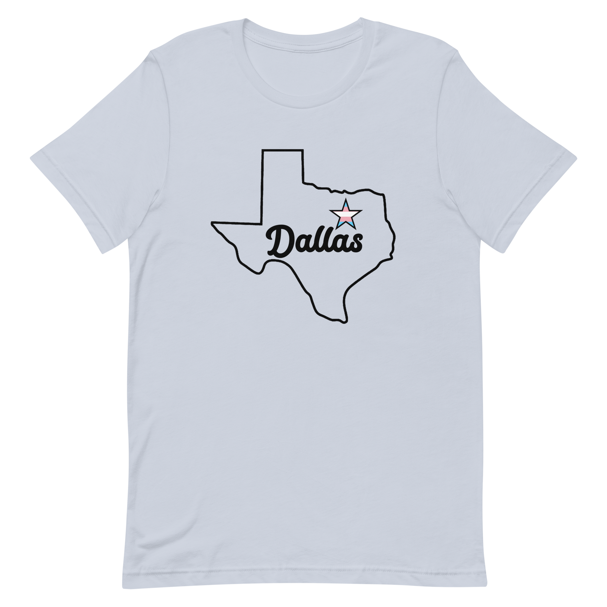 Dallas Texas Transgender Star Tee Light Blue Transgender unisex-staple-t-shirt-light-blue-front-63633424b52fe