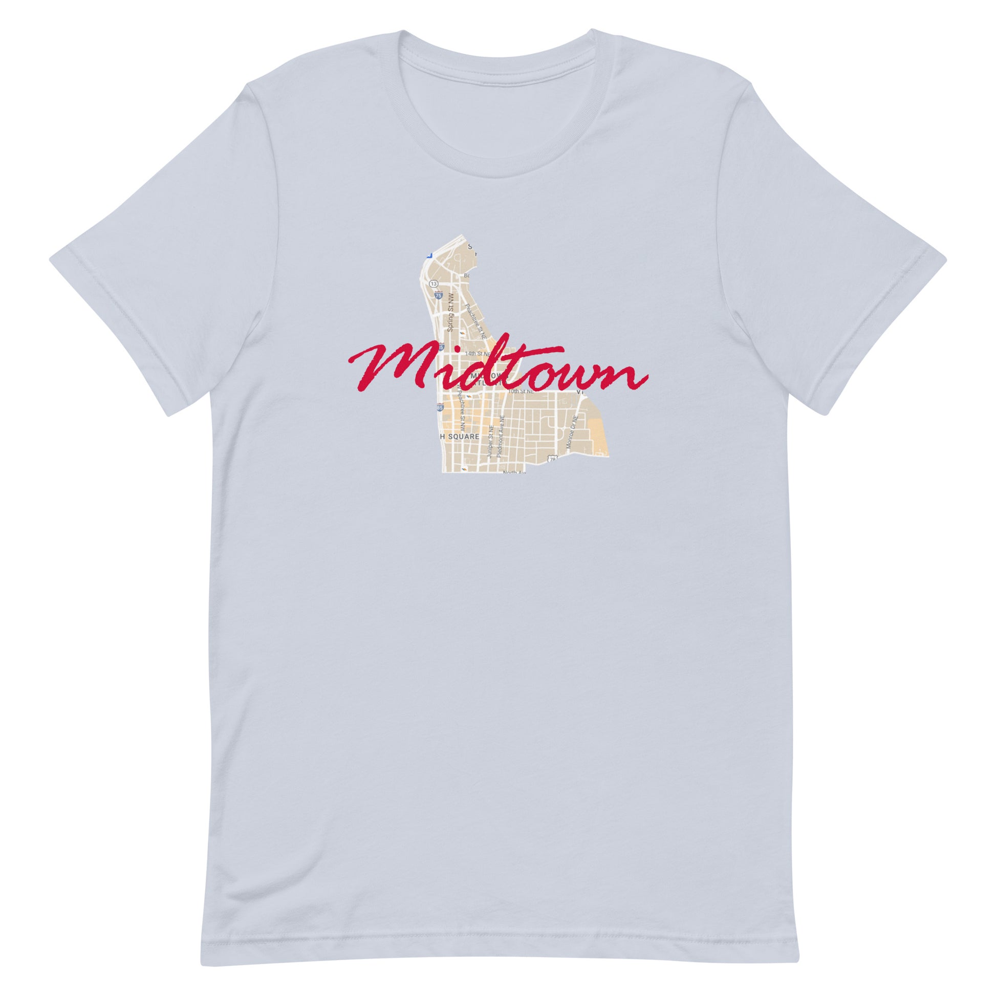 Atlanta Georgia Midtown Street Map Tee Light Blue unisex-staple-t-shirt-light-blue-front-63b398f0a02fd