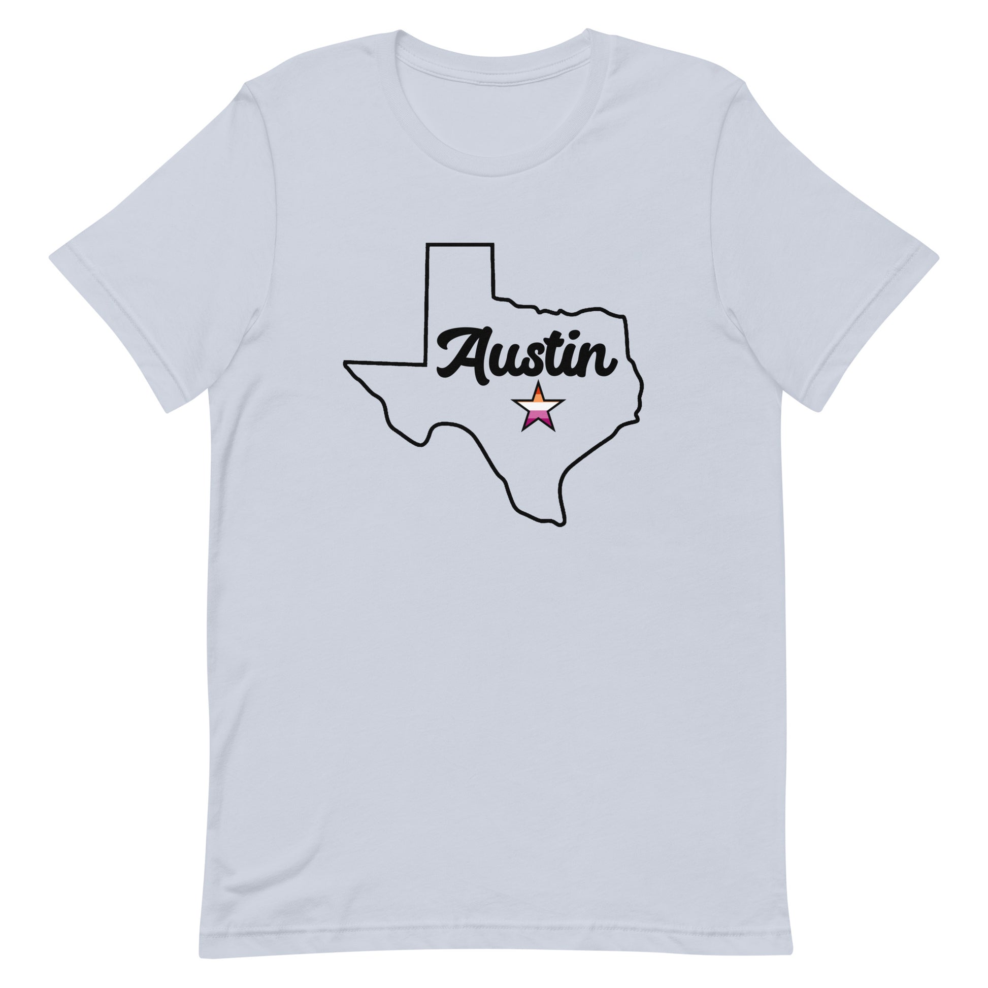 Austin Texas Lesbian Star Tee Light Blue Lesbian unisex-staple-t-shirt-light-blue-front-63b4ccd3917d3