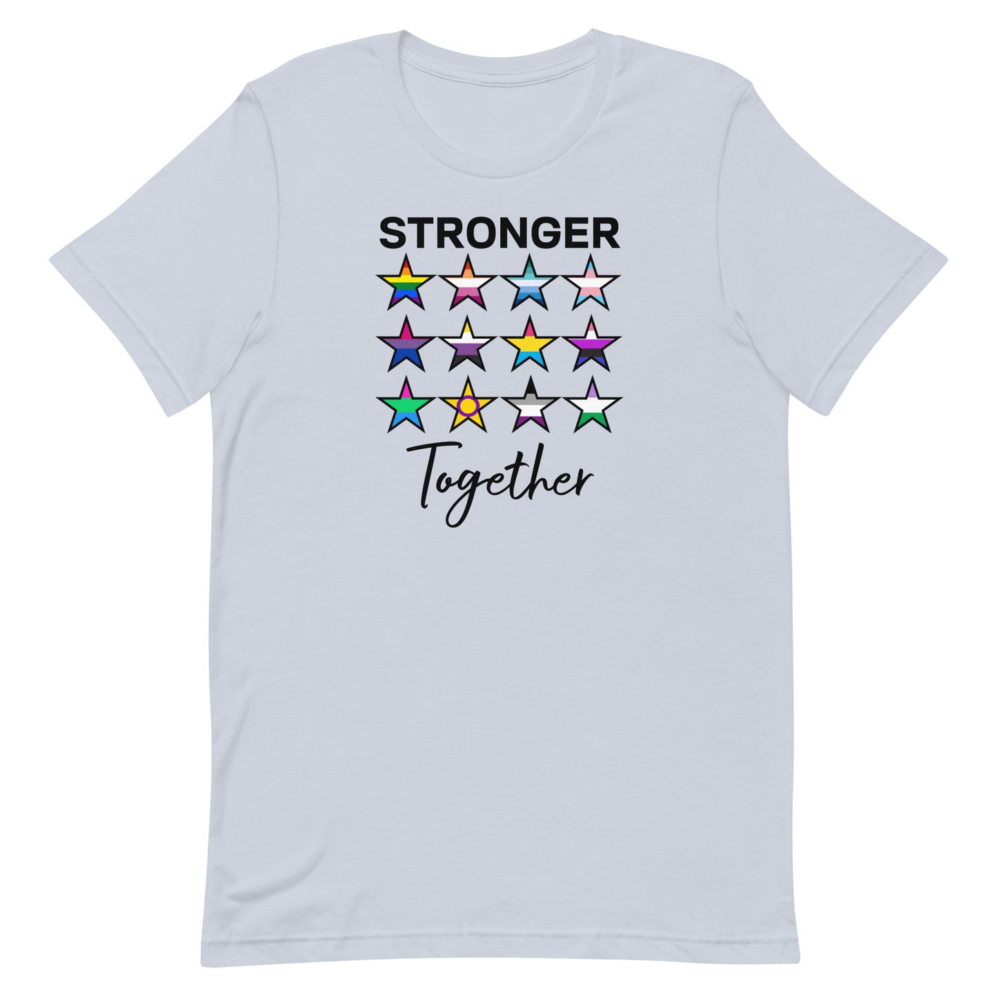 LGBTQ Pride T-Shirt - Stronger Together Light Blue Pride unisex-staple-t-shirt-light-blue-front-63b4e0fdb02e6