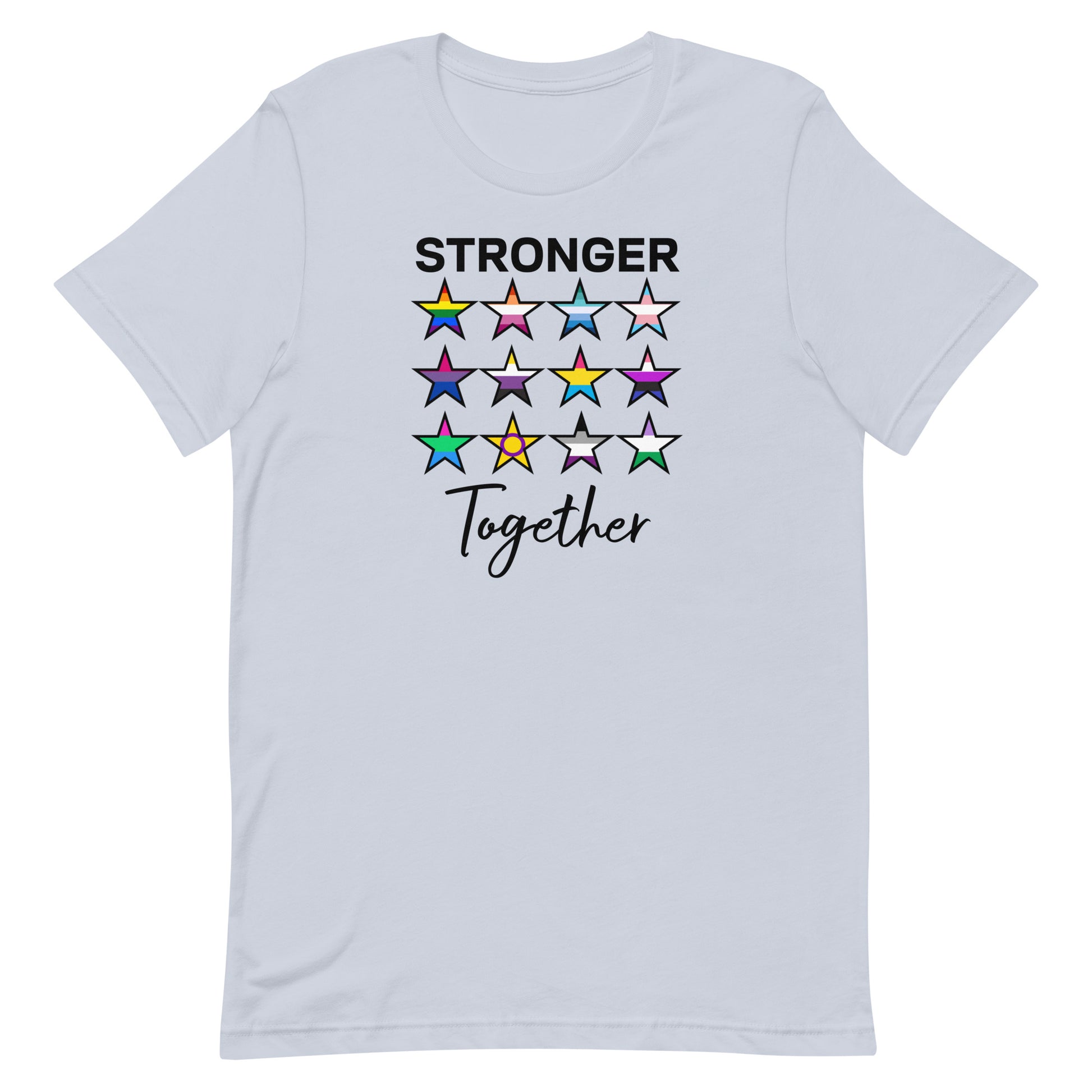 LGBTQ Pride T-Shirt - Stronger Together Light Blue Pride unisex-staple-t-shirt-light-blue-front-63b4e0fdb02e6