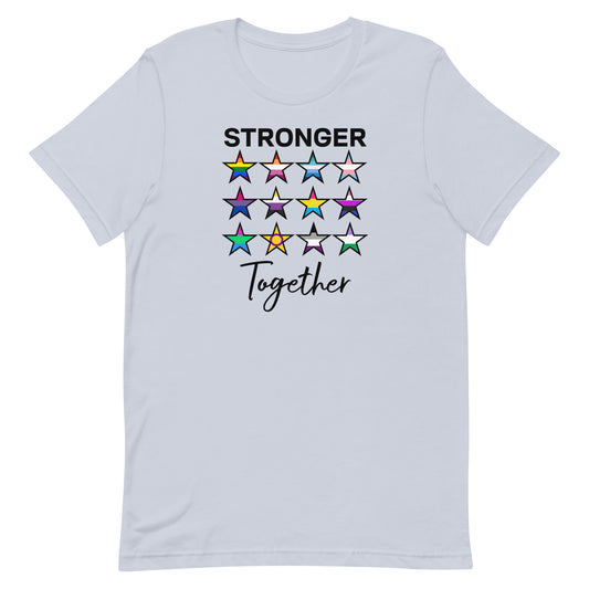 LGBTQ Pride T-Shirt - Stronger Together Light Blue Pride unisex-staple-t-shirt-light-blue-front-63b4e0fdb02e6