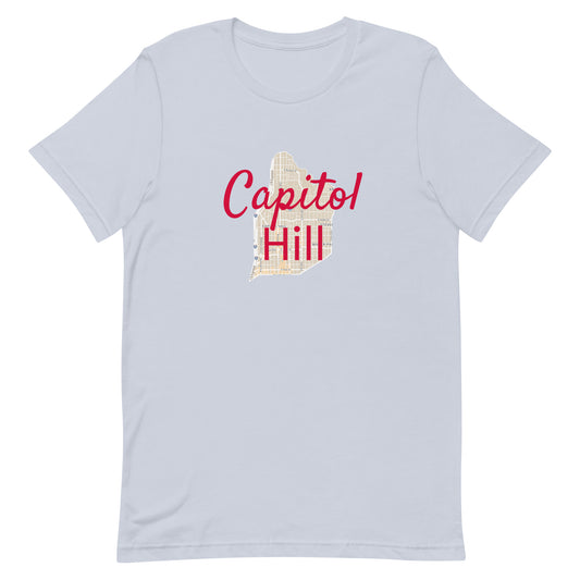 Seattle Washington Capitol Hill Street Map T-shirt Light Blue unisex-staple-t-shirt-light-blue-front-63b4e8fb90782