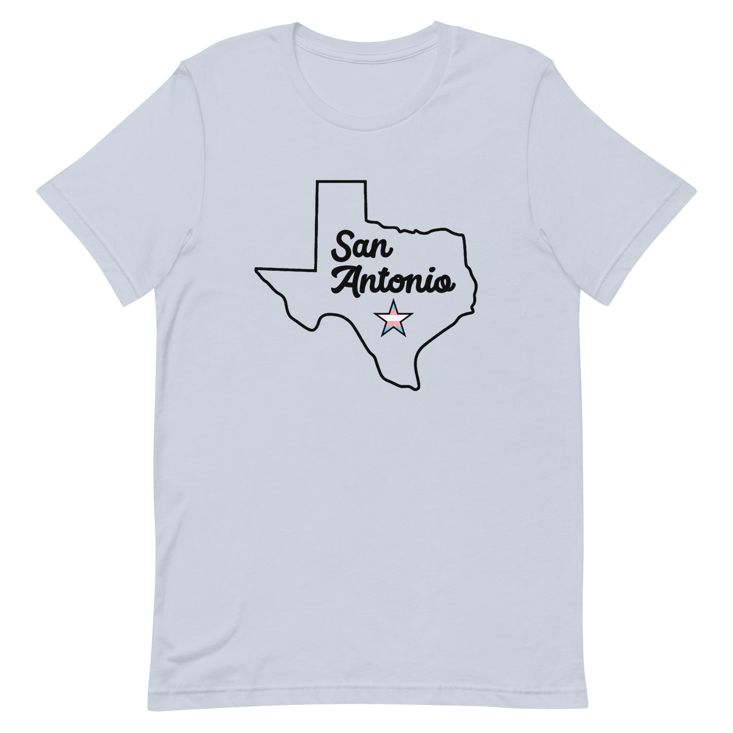 San Antonio Texas Transgender Star Tshirt Light Blue Transgender unisex-staple-t-shirt-light-blue-front-63b61c2291ed7