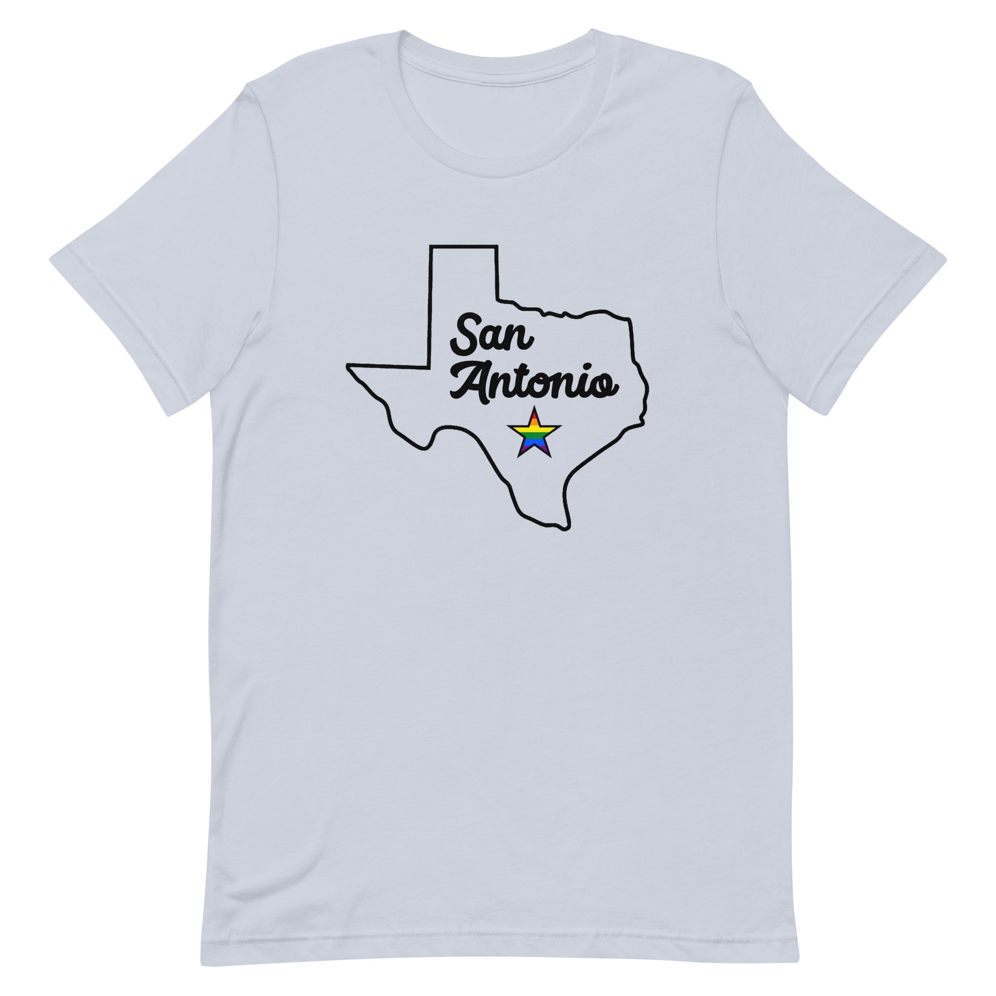 San Antonio Texas Pride Star Tshirt Light Blue Pride unisex-staple-t-shirt-light-blue-front-63b62312b35b5