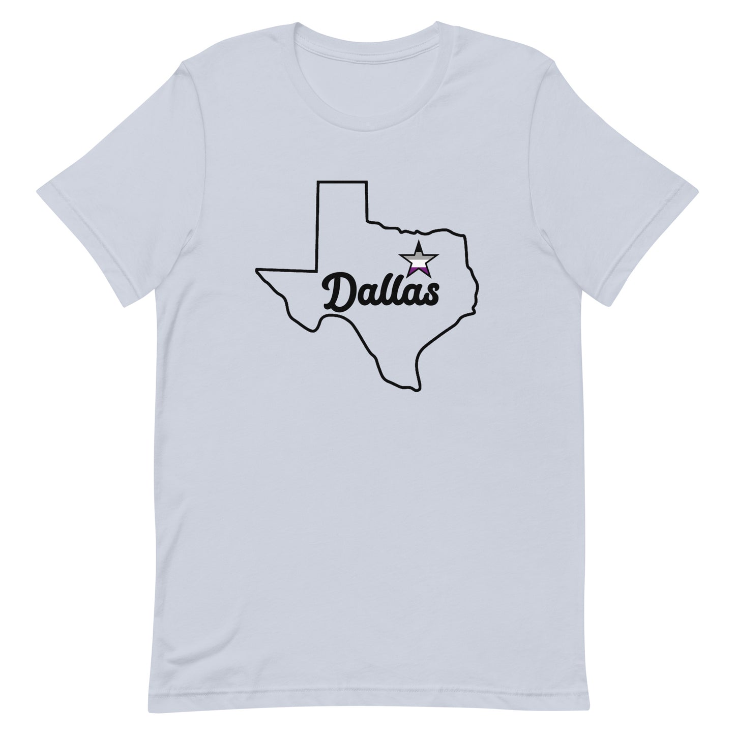 Dallas Texas Asexual Star Tee Light Blue Asexual unisex-staple-t-shirt-light-blue-front-63b62836639ea