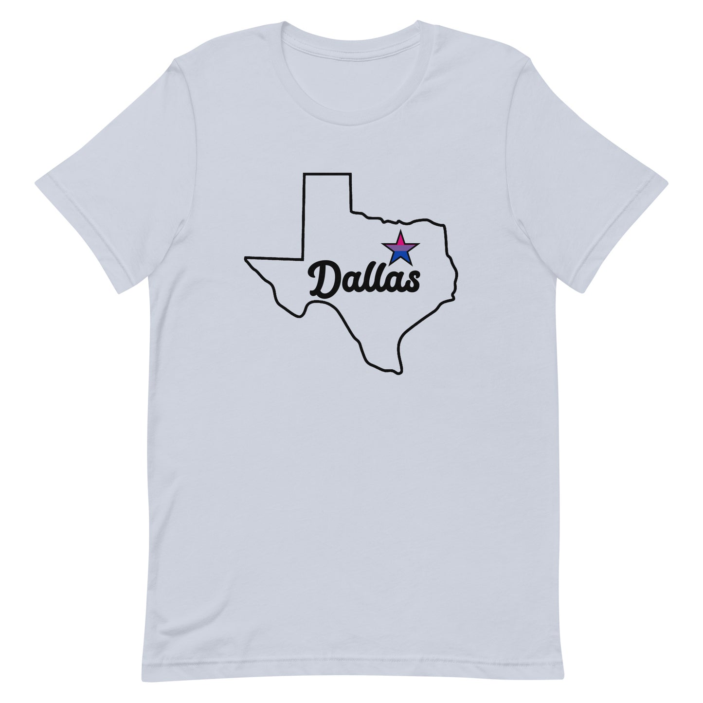 Dallas Texas Bisexual Star Tee Light Blue Bisexual unisex-staple-t-shirt-light-blue-front-63b628911715a