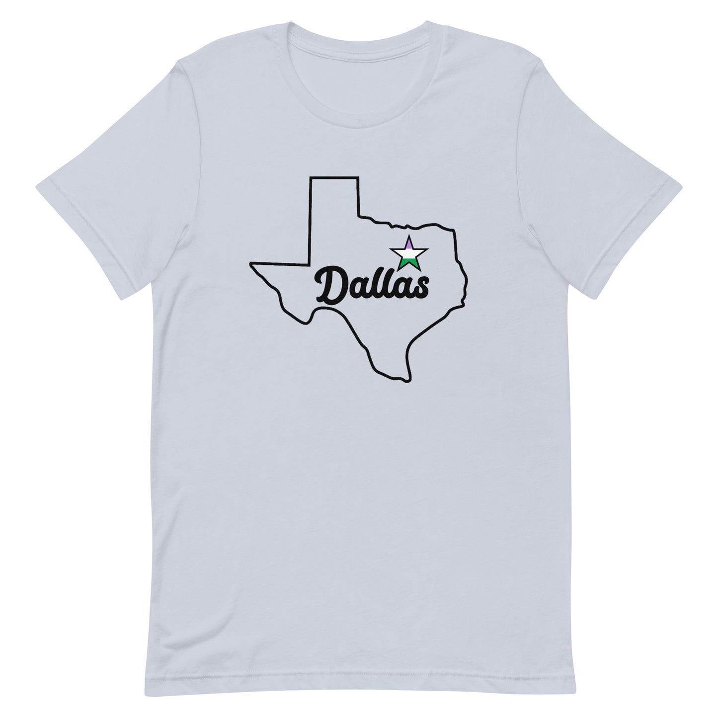 Dallas Texas Genderqueer Star Tee Light Blue Genderqueer unisex-staple-t-shirt-light-blue-front-63b62933e1b3f