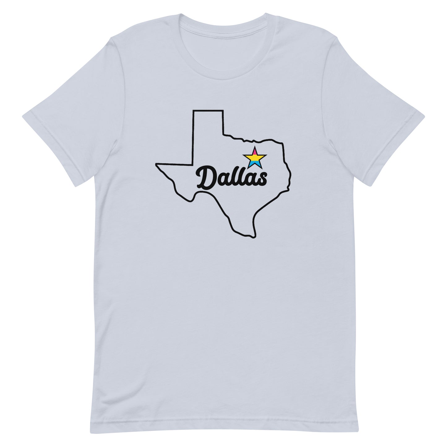 Dallas Texas Pansexual Star Tee Light Blue Pansexual unisex-staple-t-shirt-light-blue-front-63b629b856b29