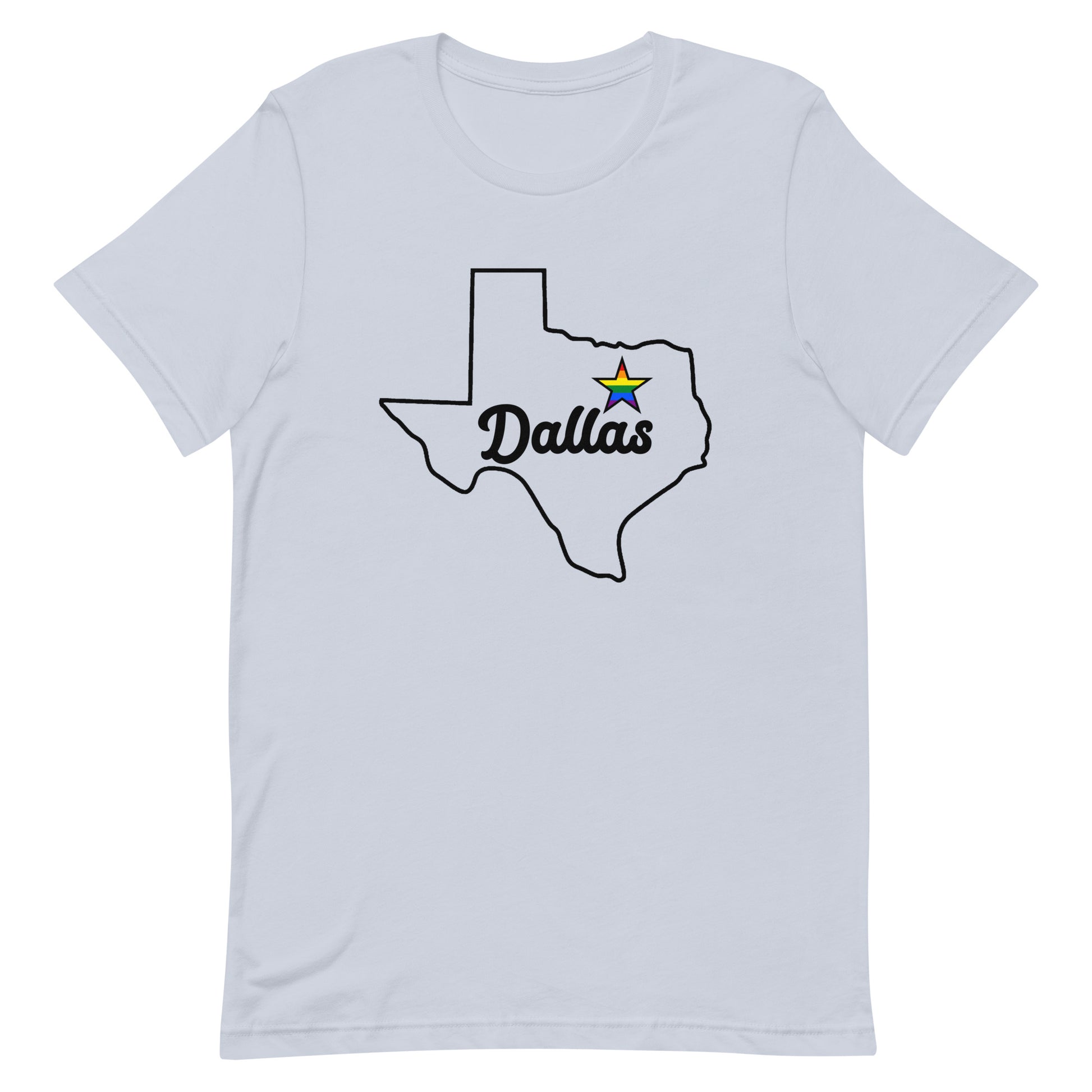 Dallas Texas LGBT Pride Star Tee Light Blue Pride unisex-staple-t-shirt-light-blue-front-63b635903b7e2