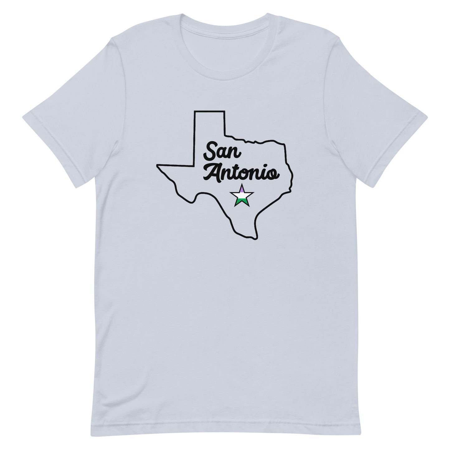 San Antonio Texas Genderqueer Star T-shirt Light Blue Genderqueer unisex-staple-t-shirt-light-blue-front-63b773a50e405