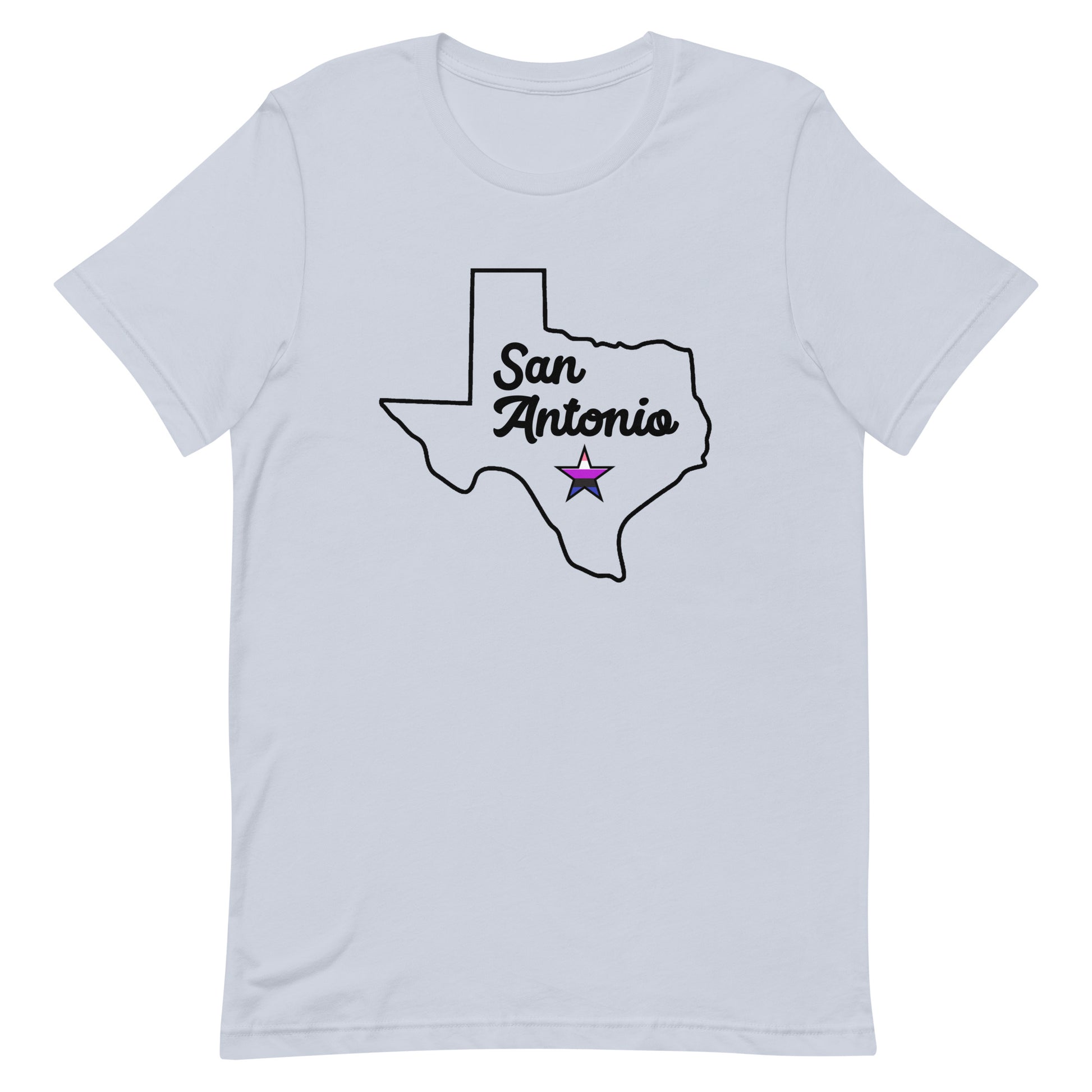 San Antonio Texas Genderfluid Star T-shirt Light Blue Genderfluid unisex-staple-t-shirt-light-blue-front-63b776e5db0c6