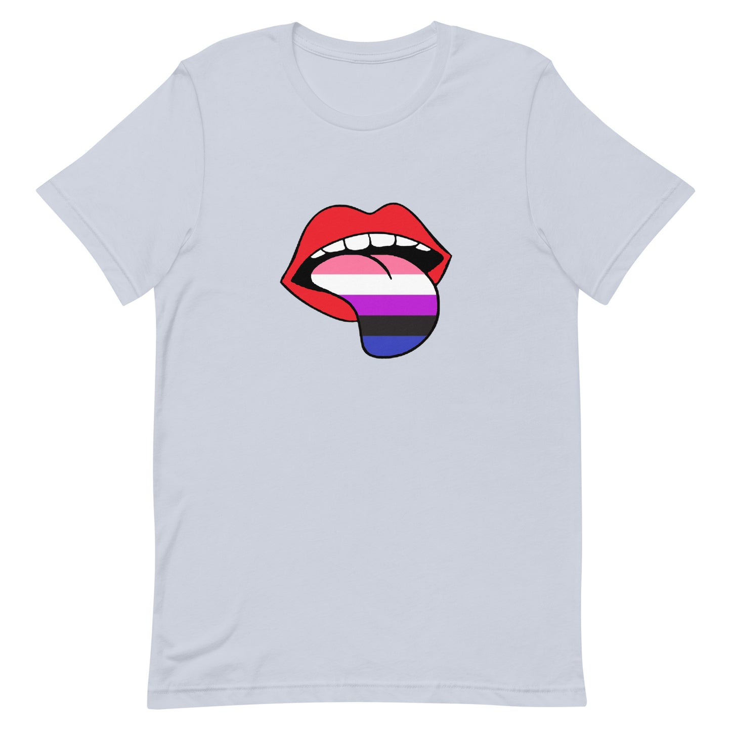 Genderfluid Pride Shirt - Tongue Light Blue Genderfluid unisex-staple-t-shirt-light-blue-front-63b77f7fd2d88