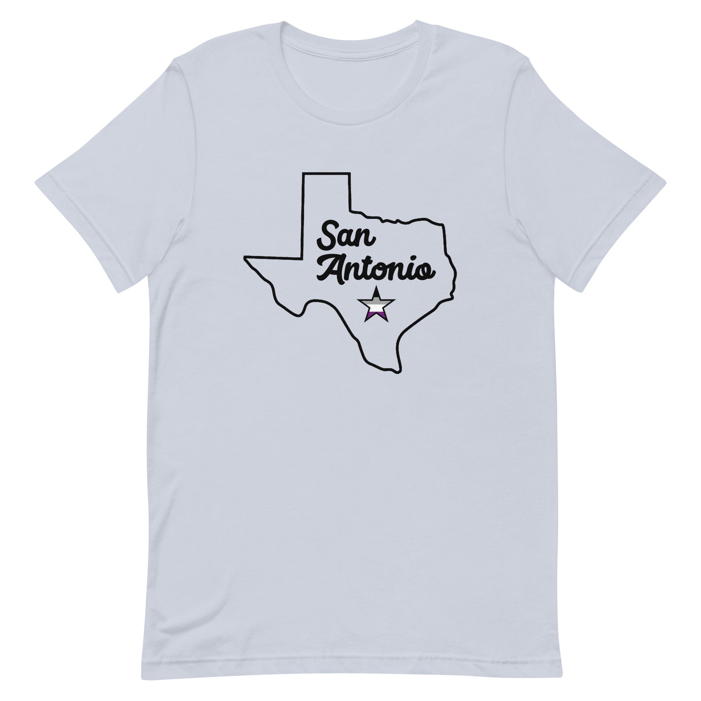 San Antonio Texas Asexual Star Tee Light Blue Asexual unisex-staple-t-shirt-light-blue-front-63b7829ed334a