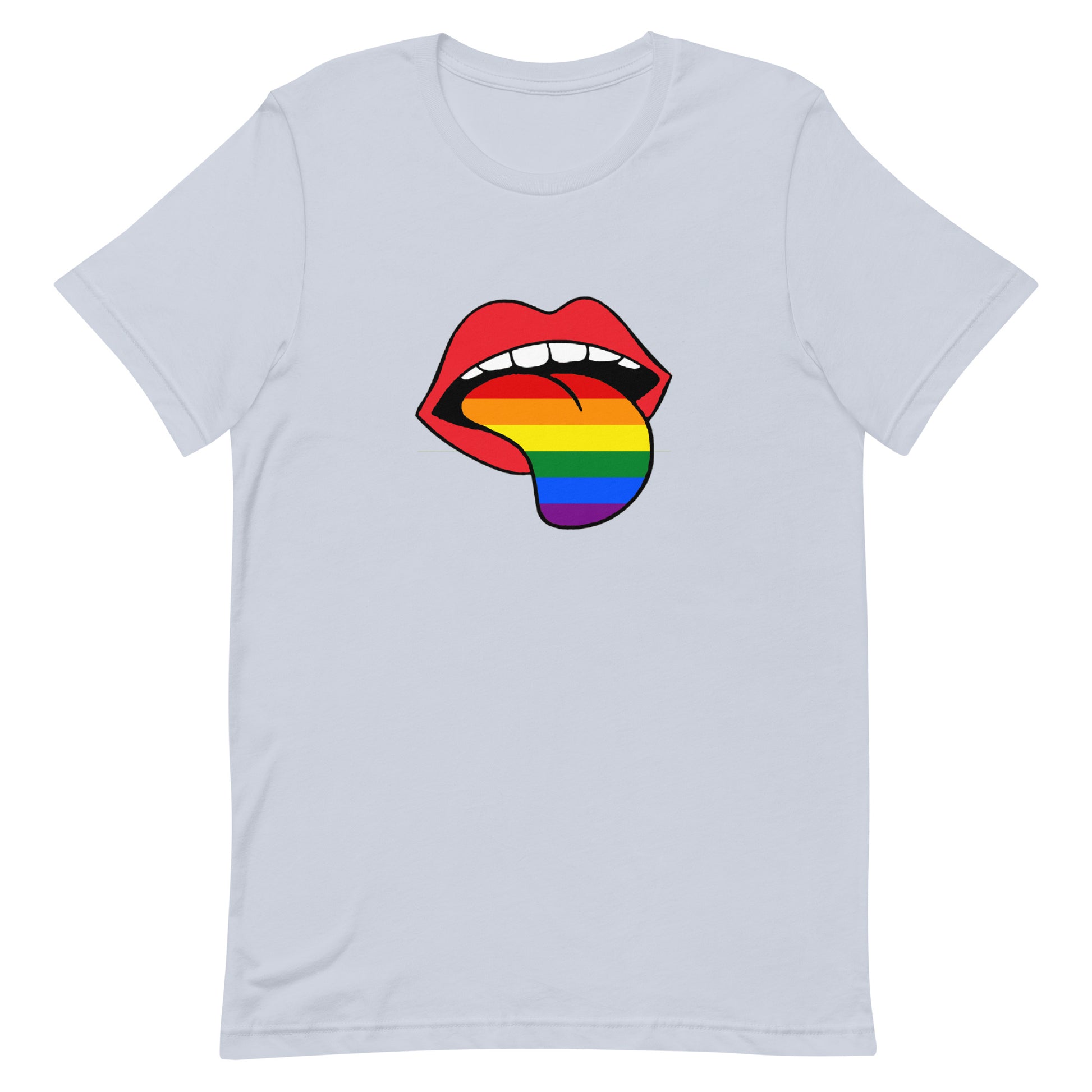 LGBTQ Pride T-Shirt - Rainbow Tongue Light Blue Pride unisex-staple-t-shirt-light-blue-front-63b899c73f085