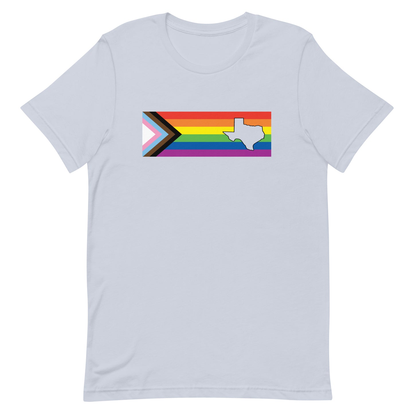 LGBTQ Progress Pride Flag Texas T-shirt - Daniel Quasar Light Blue Pride unisex-staple-t-shirt-light-blue-front-63b9de360163e