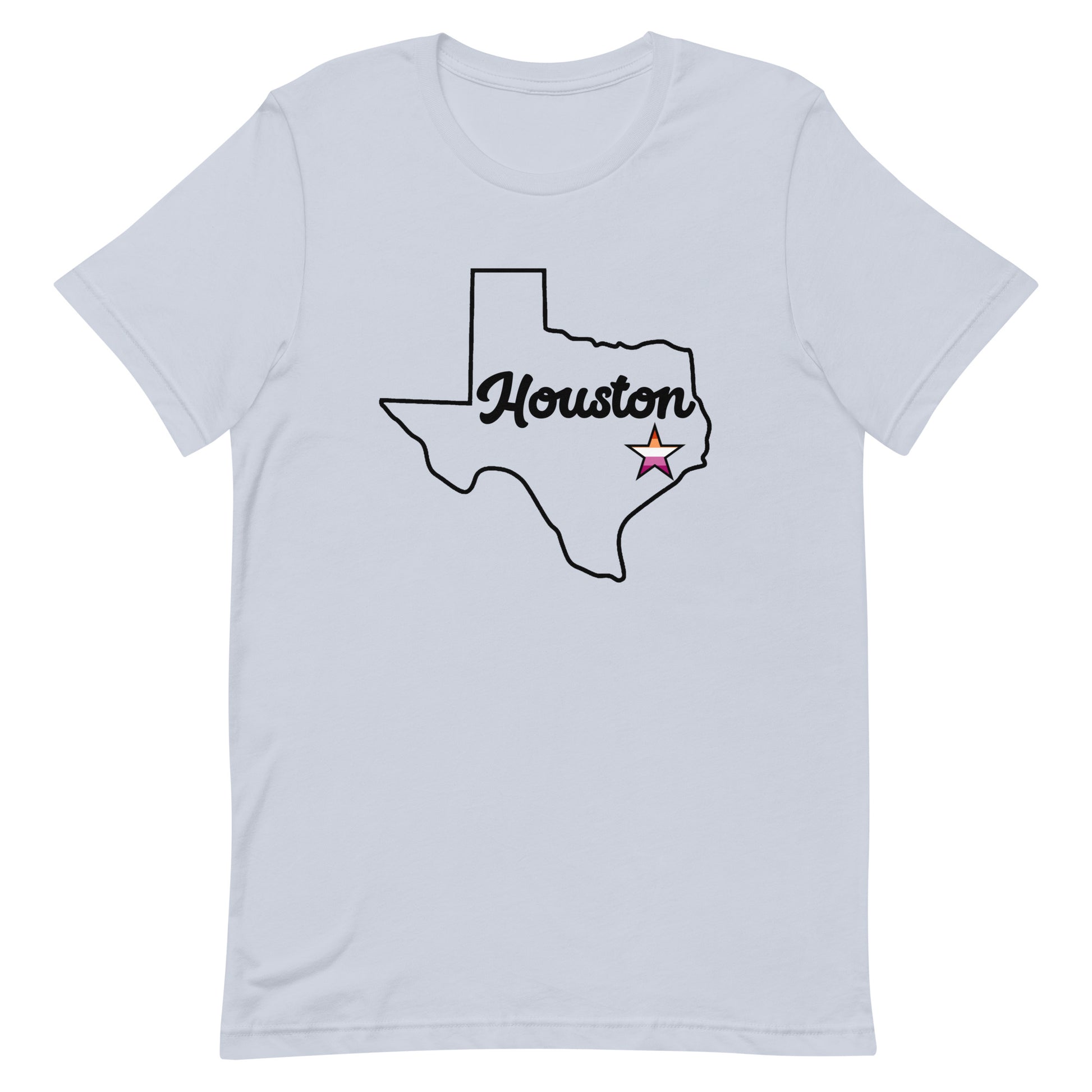 Houston Texas Lesbian Star Tee Light Blue Lesbian unisex-staple-t-shirt-light-blue-front-63b9e5a835765