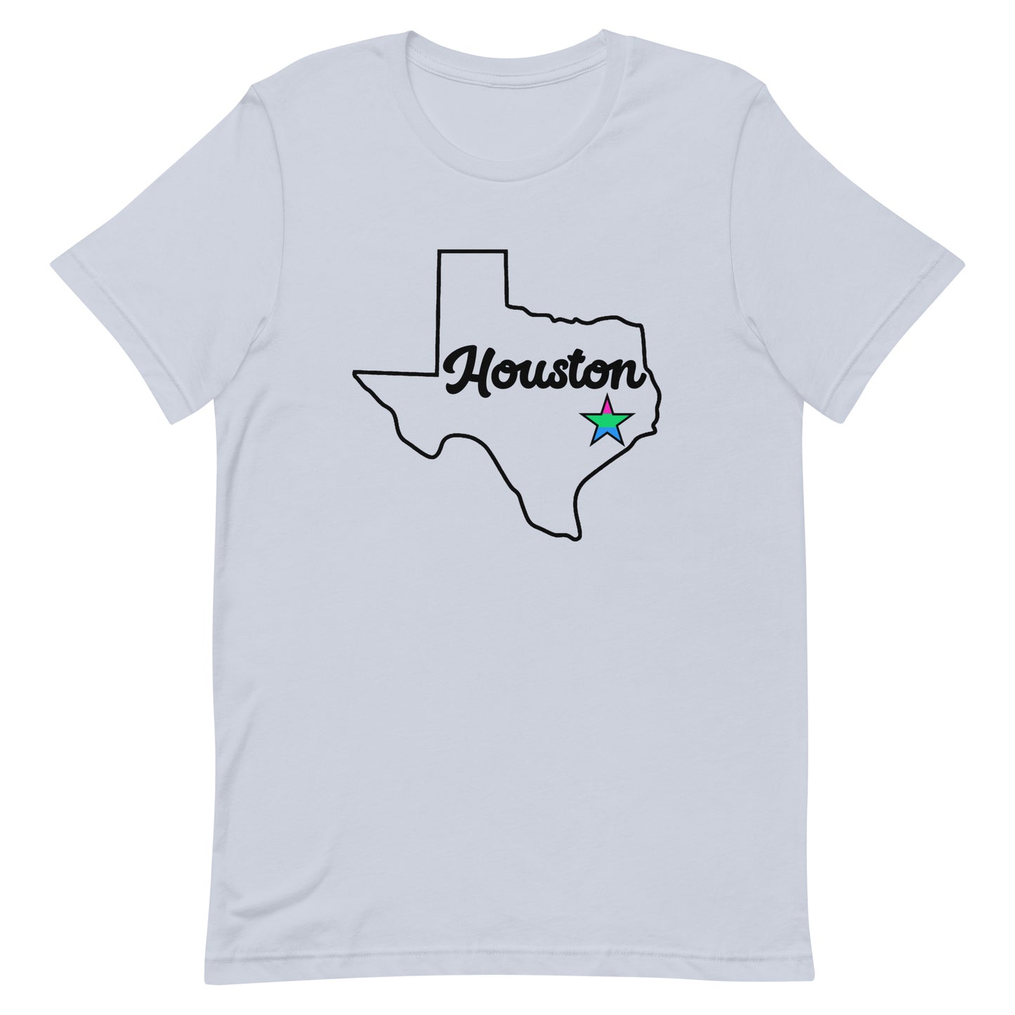 Houston Texas Polysexual Star Tee Light Blue Polysexual unisex-staple-t-shirt-light-blue-front-63b9e6237d258