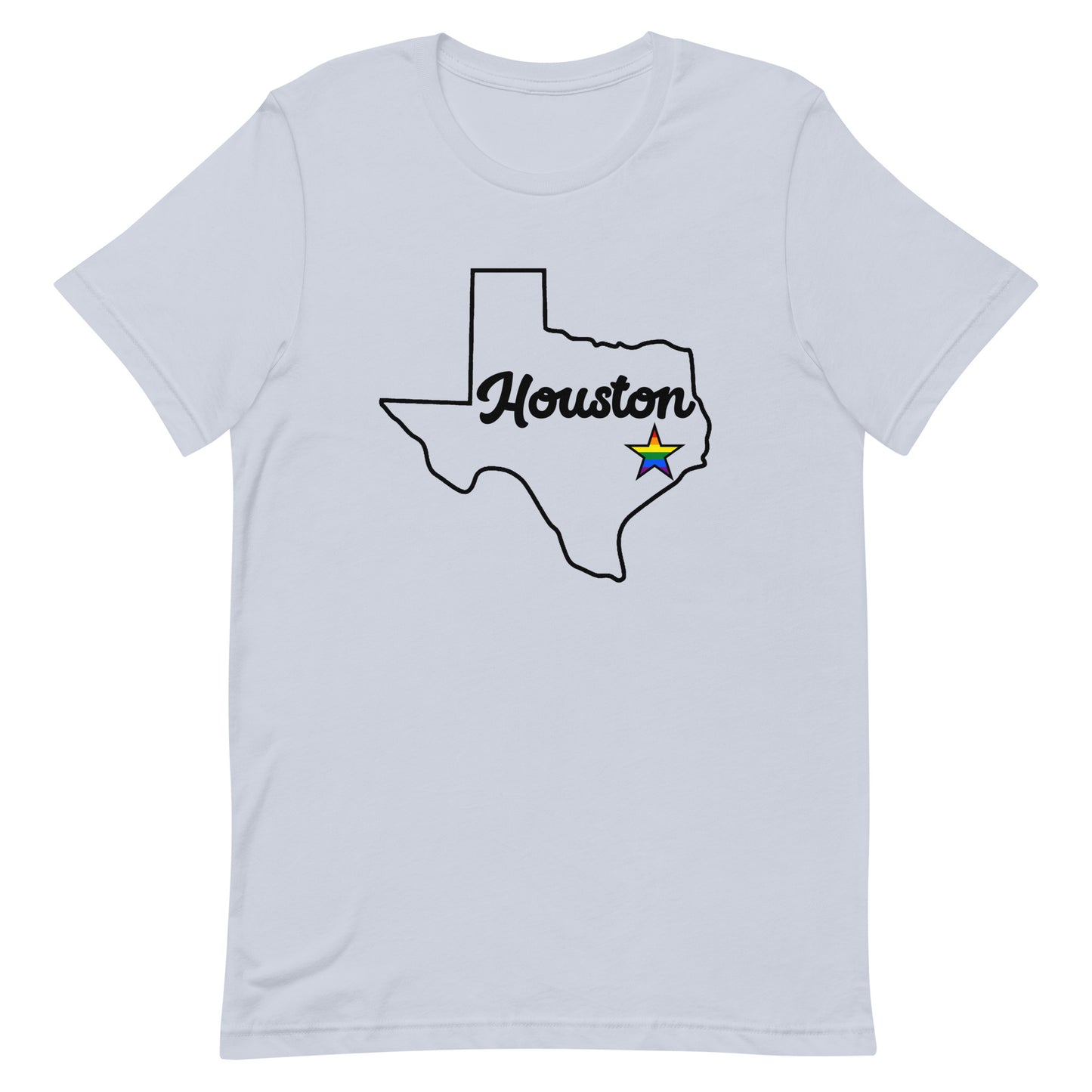 Houston Texas Pride Star Tee Light Blue Pride unisex-staple-t-shirt-light-blue-front-63ba1081a31cb