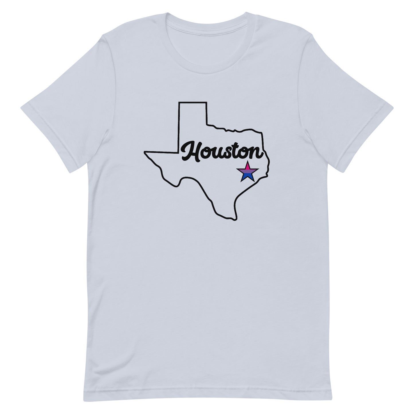 Houston Texas Bisexual Star Tee Light Blue Bisexual unisex-staple-t-shirt-light-blue-front-63ba184e8aba3