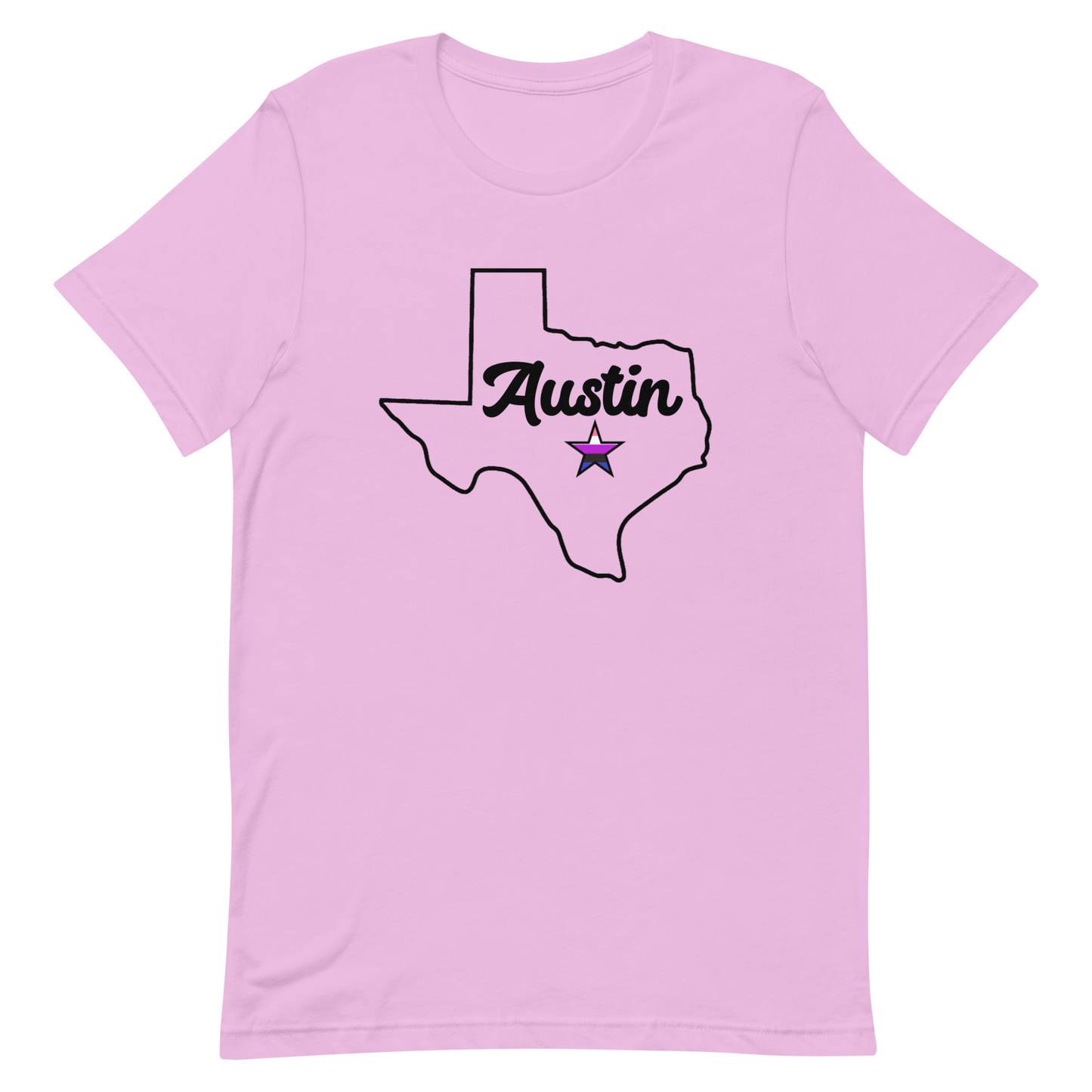 Austin Texas Genderfluid Star Tee Lilac Genderfluid unisex-staple-t-shirt-lilac-front-635b31af1b4af