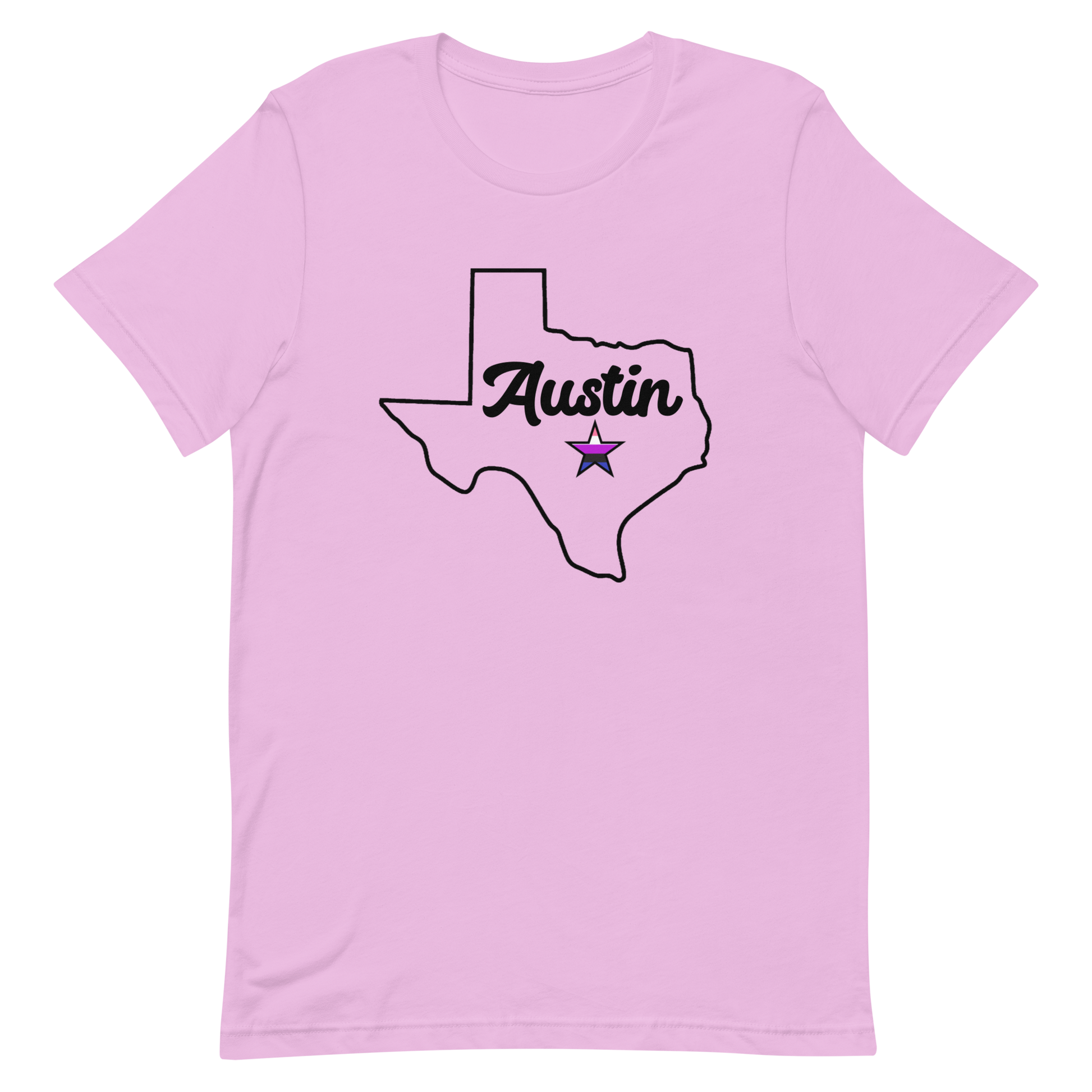 Austin Texas Genderfluid Star Tee Lilac Genderfluid unisex-staple-t-shirt-lilac-front-635b31af1b4af