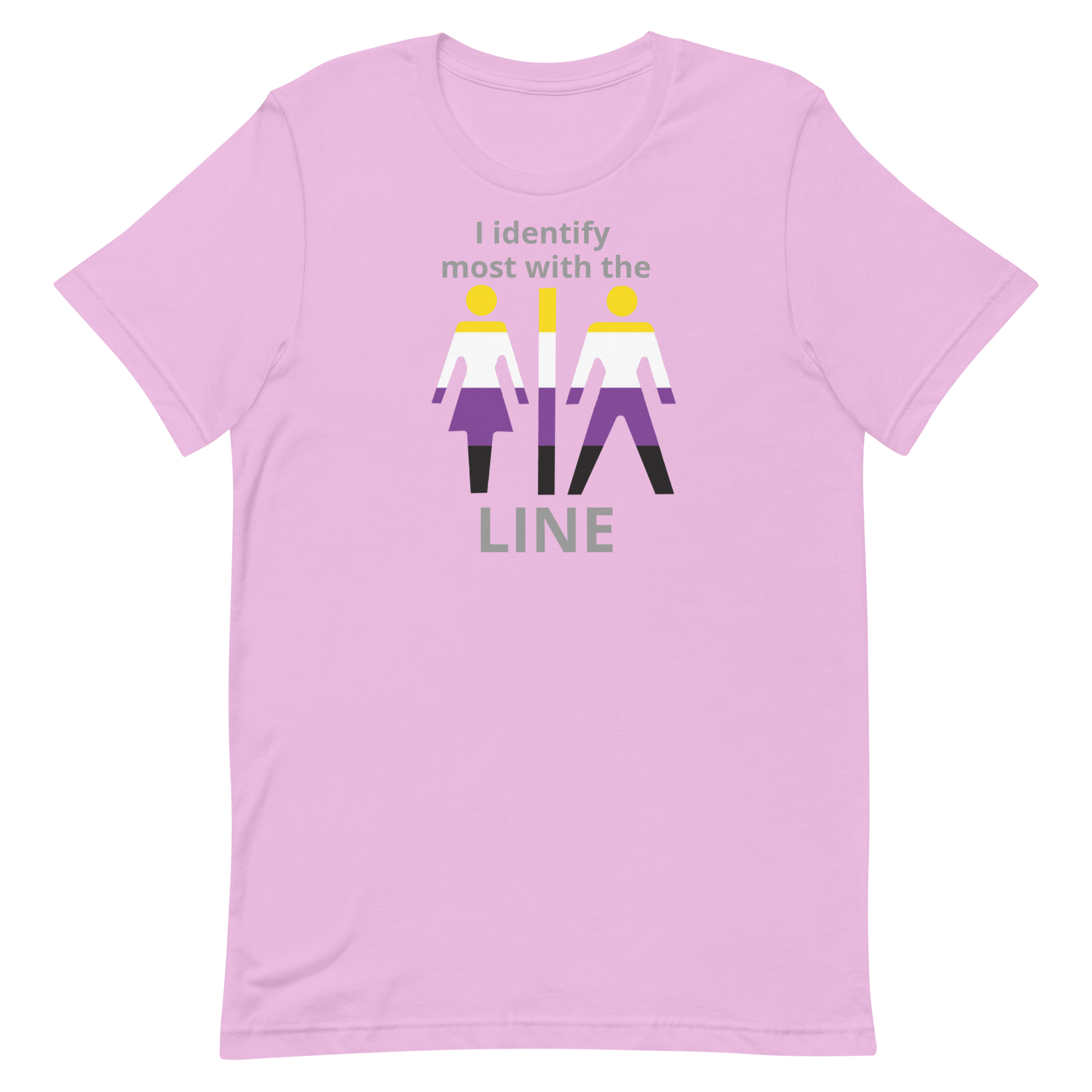 Nonbinary Enby Pride T-Shirt I Identify Most With The Line Lilac Nonbinary unisex-staple-t-shirt-lilac-front-6362c85a868cf