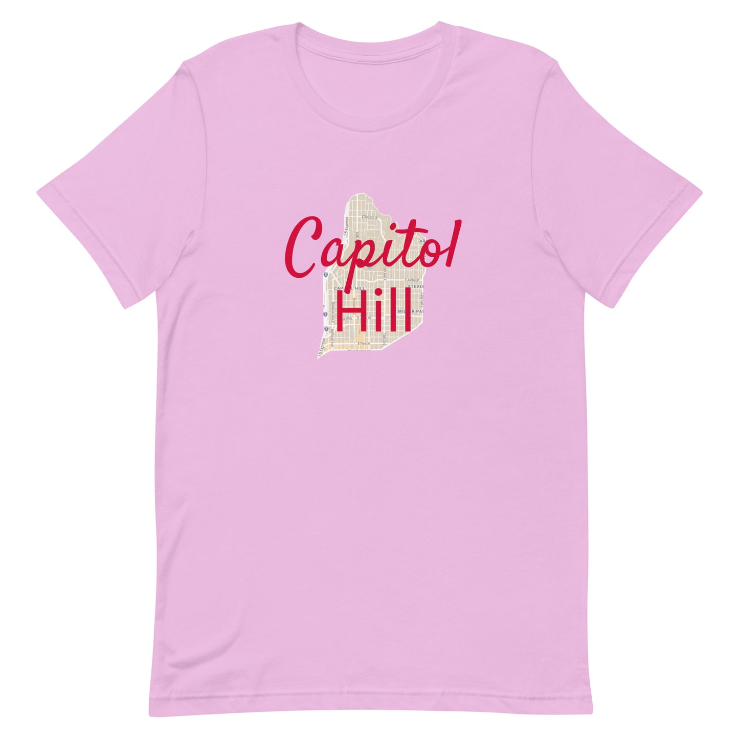 Seattle Washington Capitol Hill Street Map T-shirt Lilac unisex-staple-t-shirt-lilac-front-63b4e8fb8d0ec