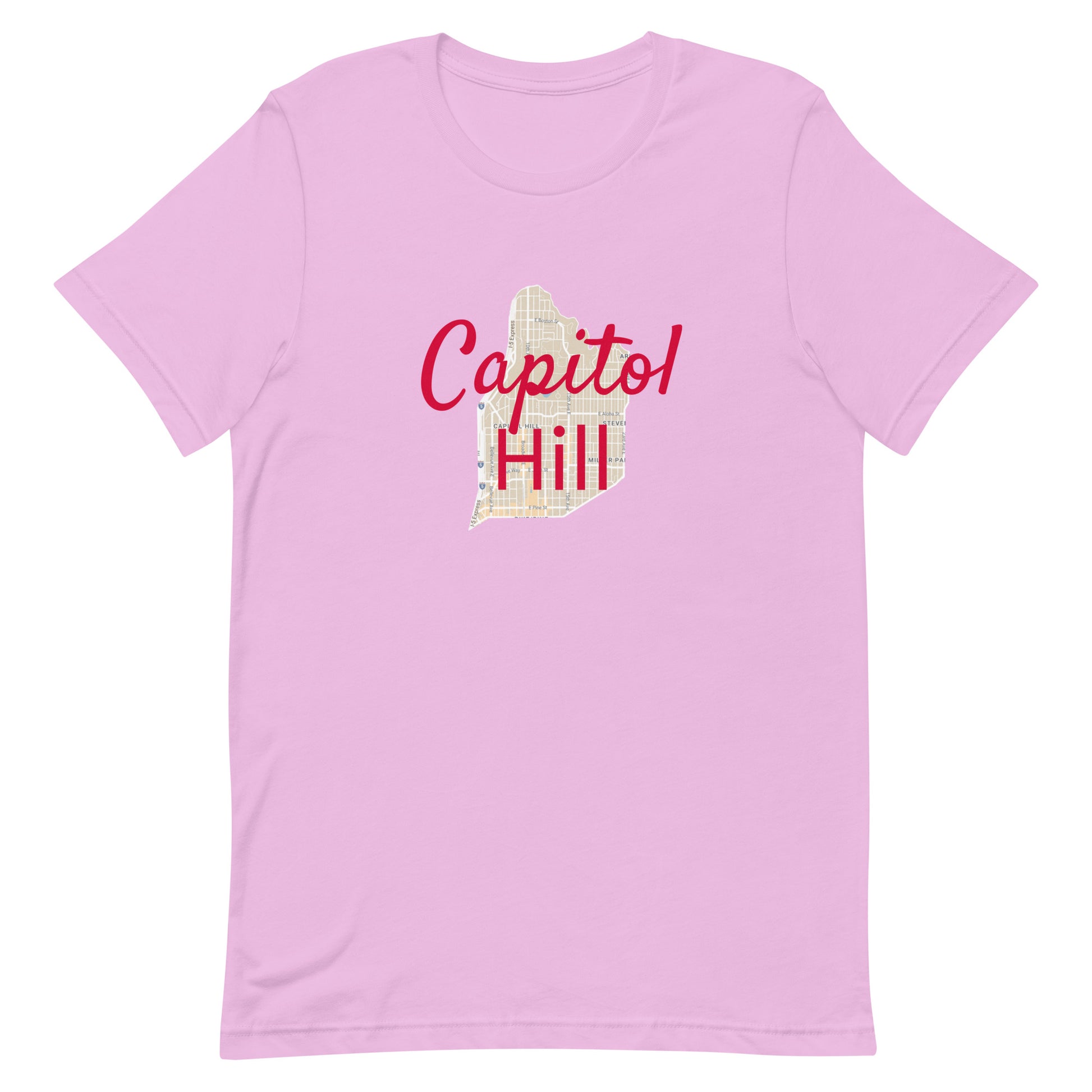 Seattle Washington Capitol Hill Street Map T-shirt Lilac unisex-staple-t-shirt-lilac-front-63b4e8fb8d0ec