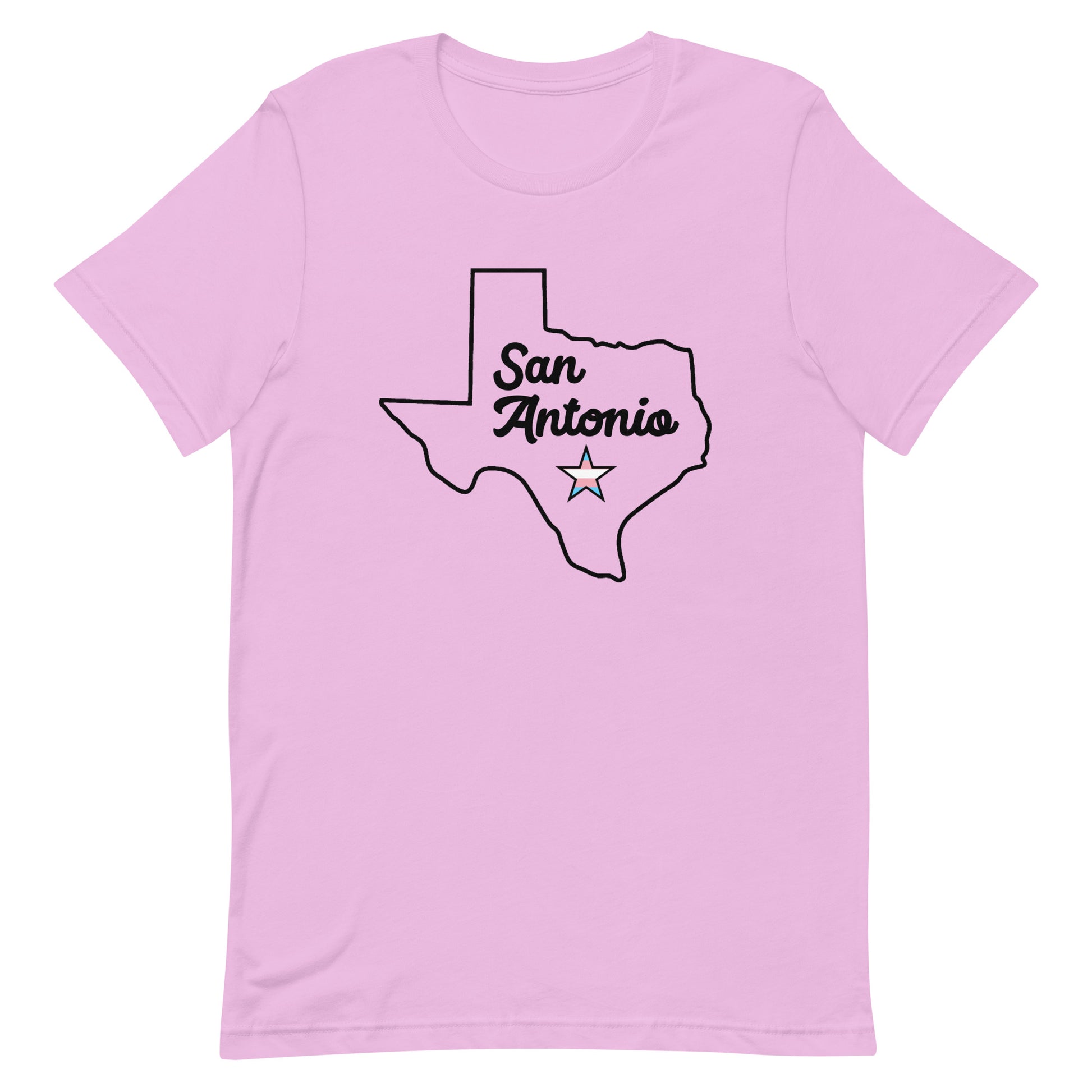 San Antonio Texas Transgender Star Tshirt Lilac Transgender unisex-staple-t-shirt-lilac-front-63b61c228b436