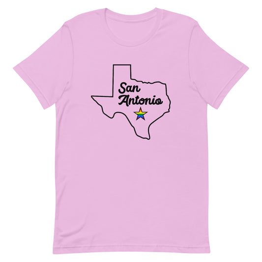 San Antonio Texas Pride Star Tshirt Lilac Pride unisex-staple-t-shirt-lilac-front-63b62312aea0b