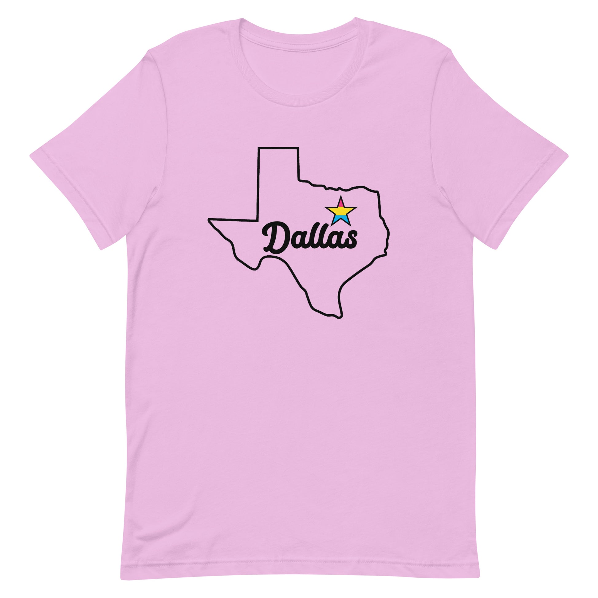 Dallas Texas Pansexual Star Tee Lilac Pansexual unisex-staple-t-shirt-lilac-front-63b629b84eda1