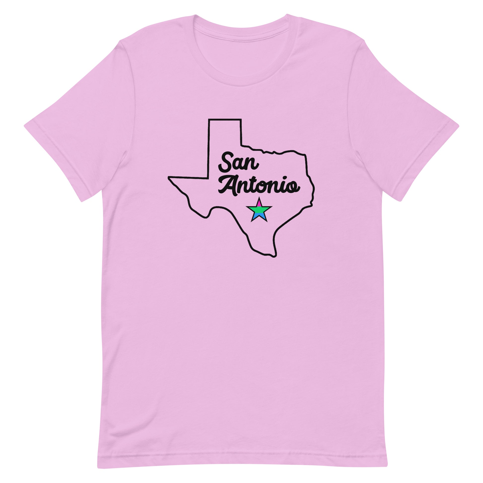 San Antonio Texas Polysexual Star Tee Lilac Polysexual unisex-staple-t-shirt-lilac-front-63b635aad468f