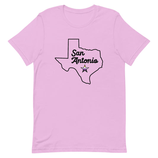 San Antonio Texas Nonbinary Star T-shirt Lilac Nonbinary unisex-staple-t-shirt-lilac-front-63b76e1ed9e0d