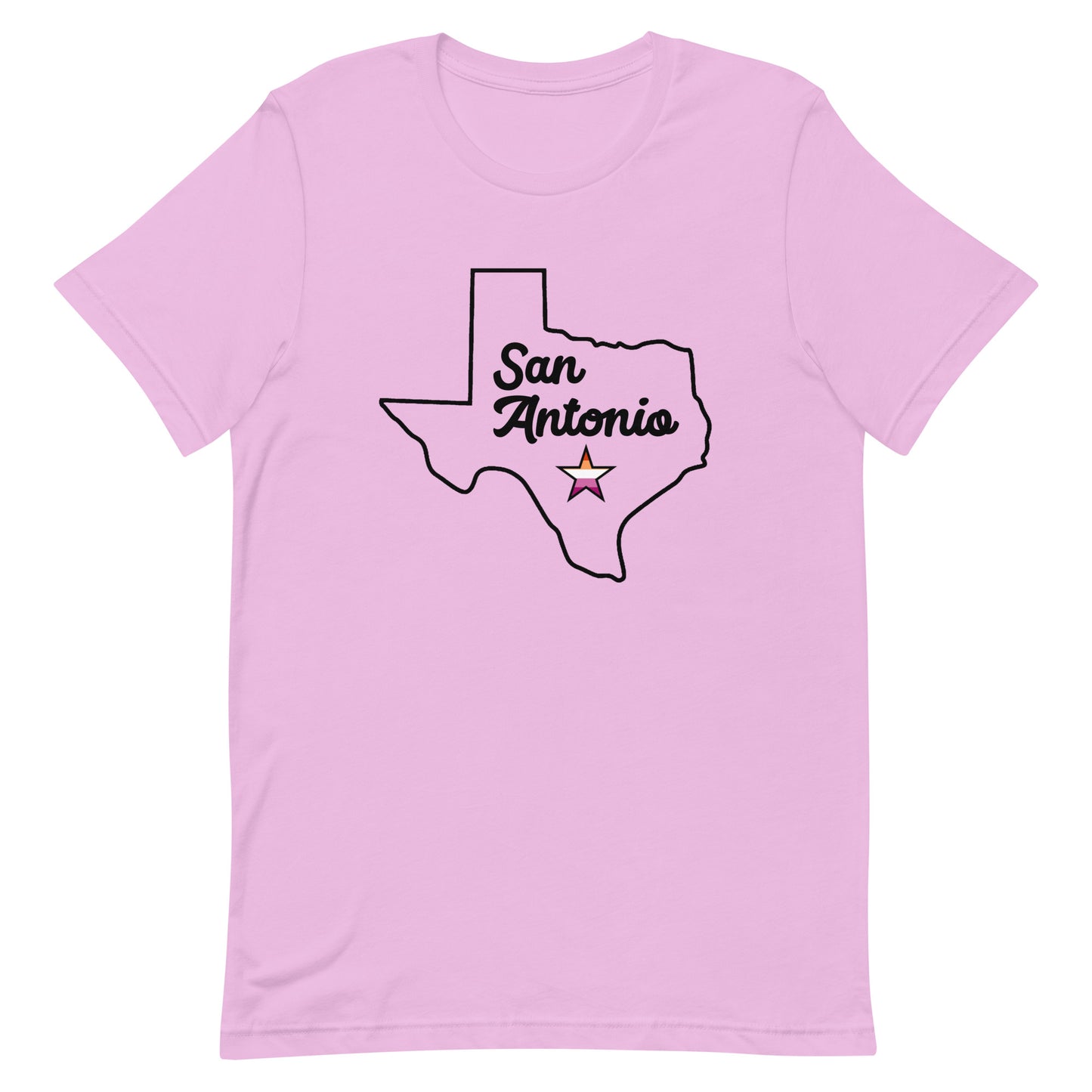 San Antonio Texas Lesbian Star Tshirt Lilac Lesbian unisex-staple-t-shirt-lilac-front-63b7710ebd9d7