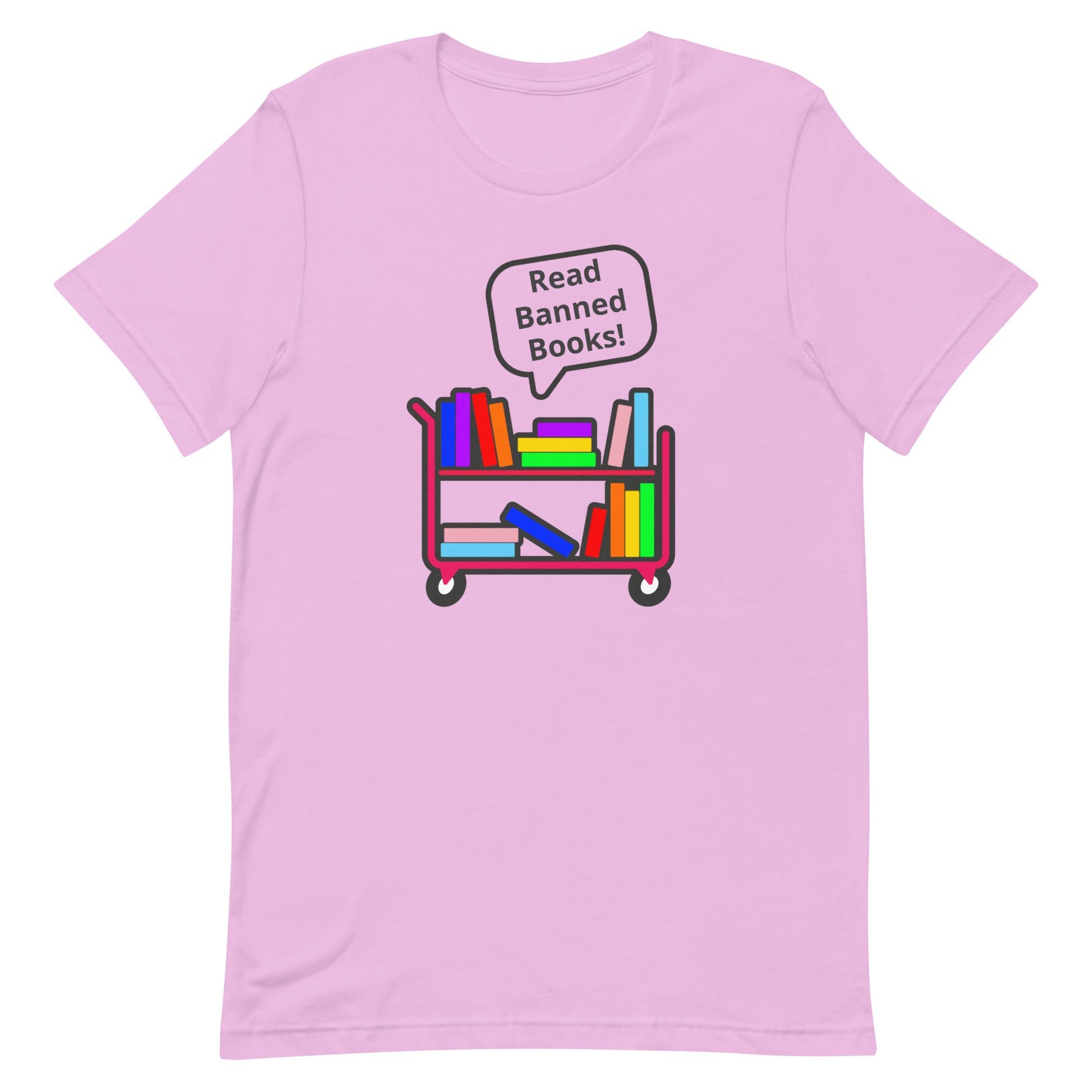 Read Banned Books Tee Lilac unisex-staple-t-shirt-lilac-front-63b8974ab61bc