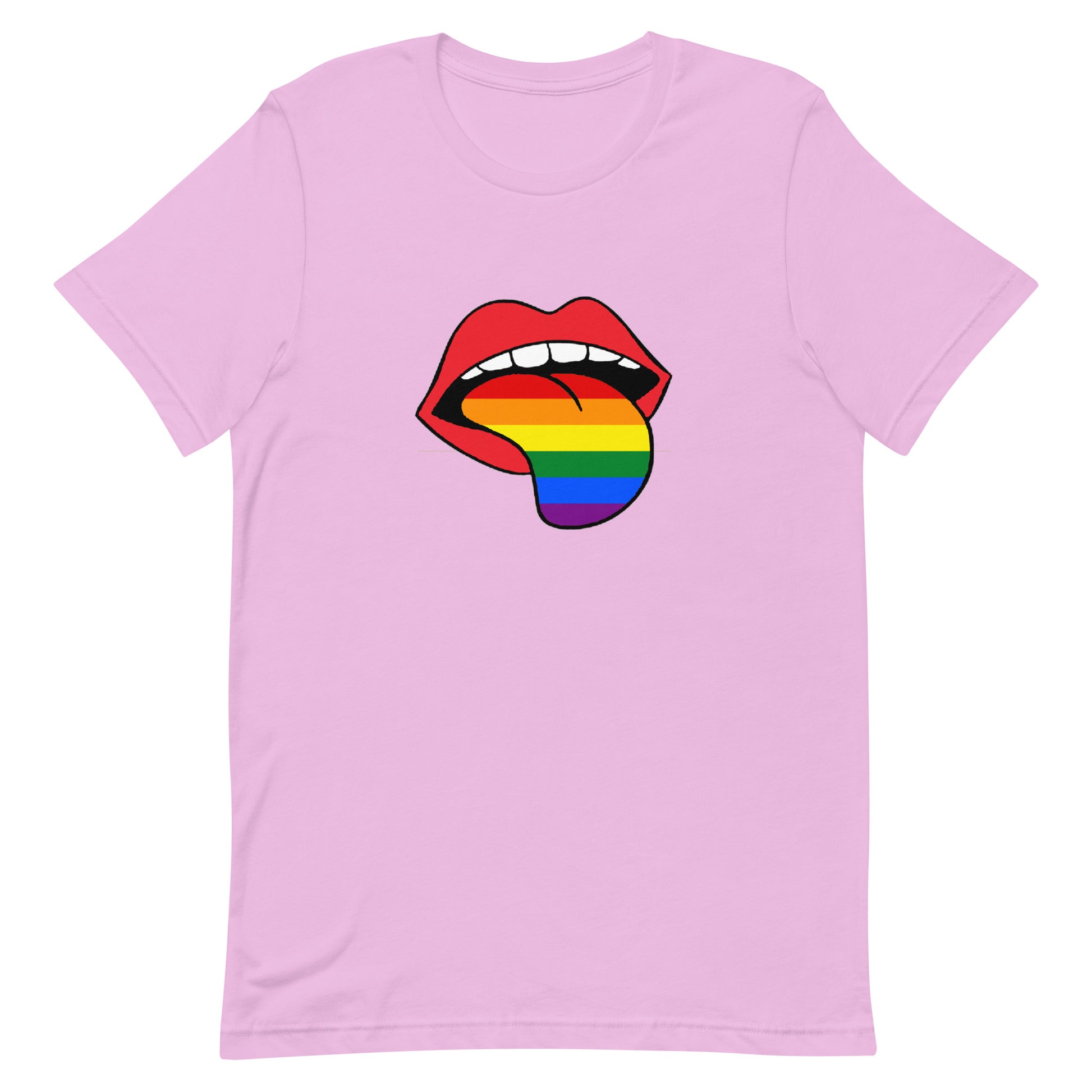 LGBTQ Pride T-Shirt - Rainbow Tongue Lilac Pride unisex-staple-t-shirt-lilac-front-63b899c73b71d