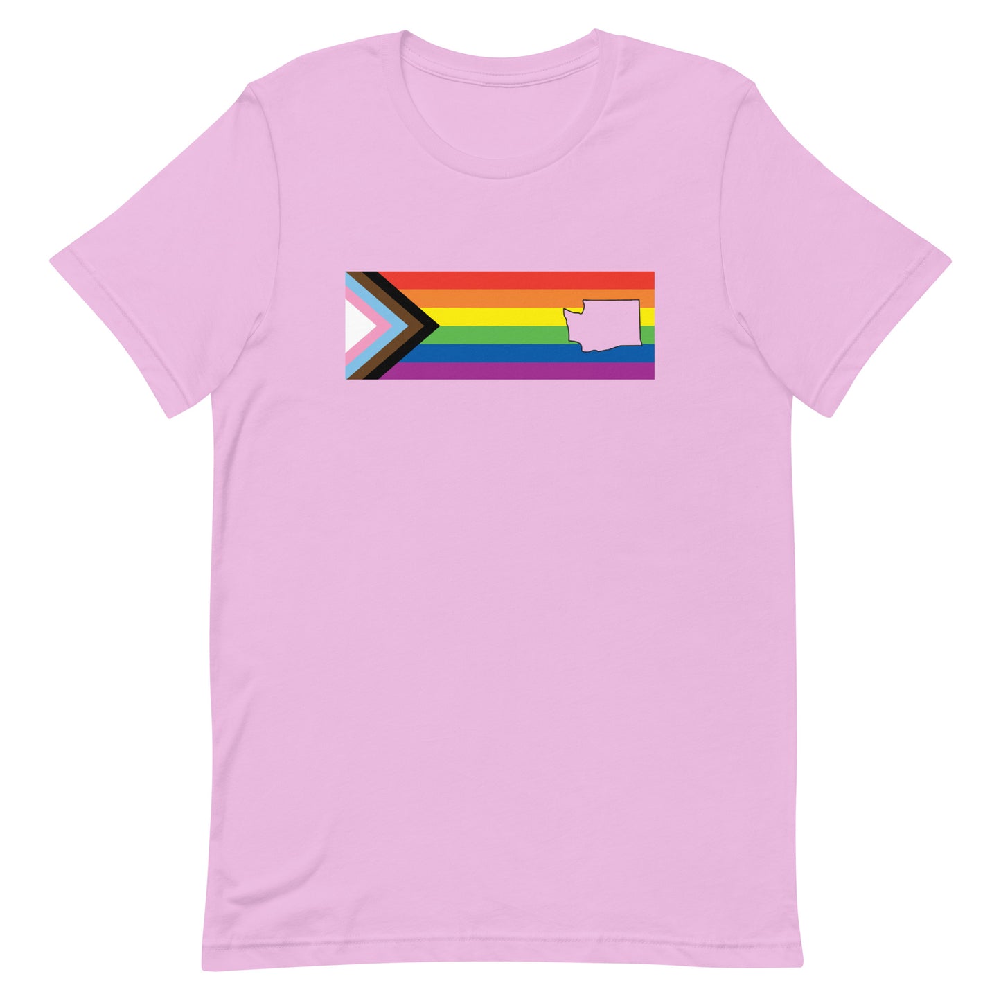 LGBTQ Progress Pride Flag Washington T-shirt - Daniel Quasar Lilac Pride unisex-staple-t-shirt-lilac-front-63b9ddd2097b9